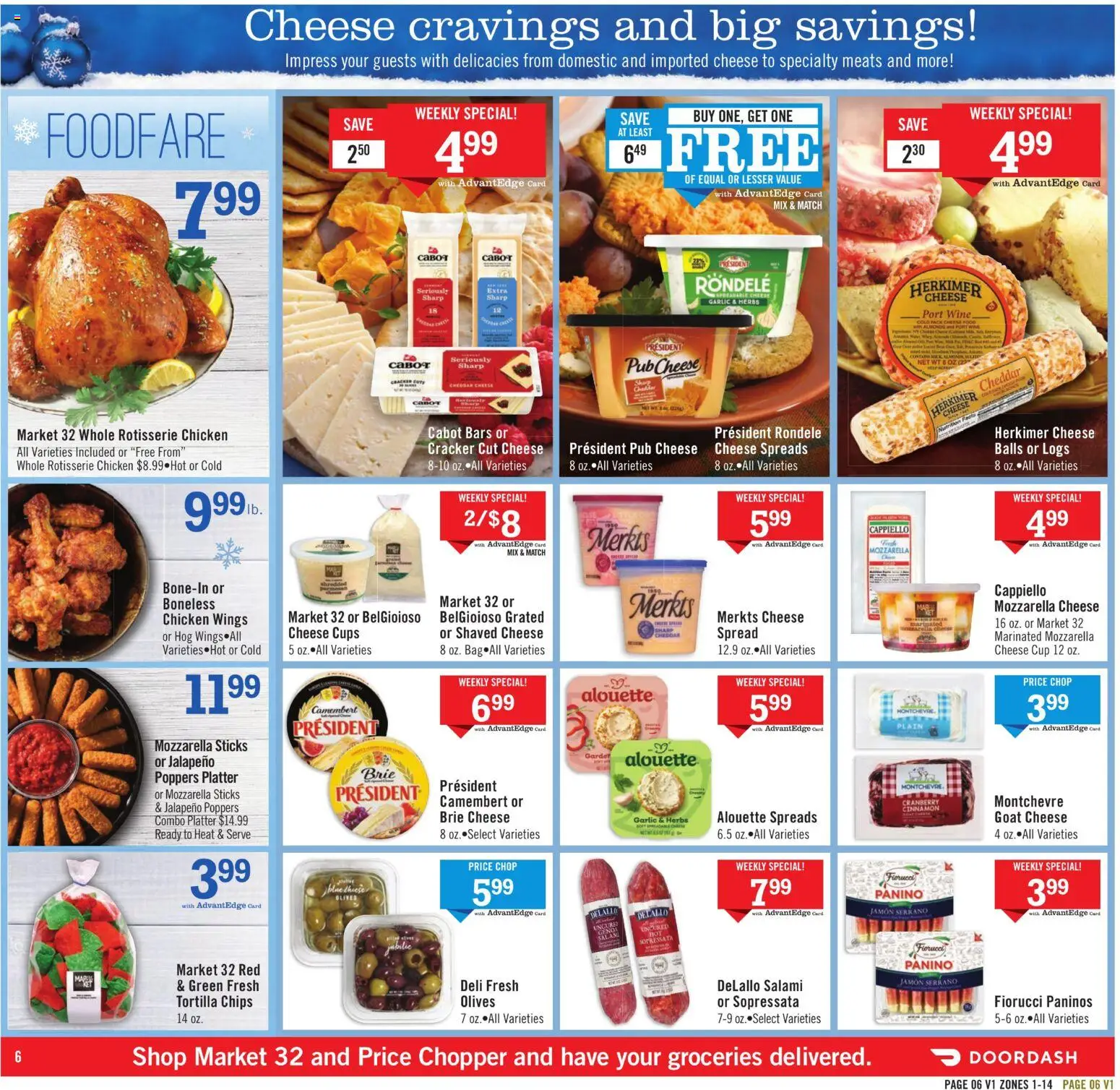 Price Chopper Weekly Ad - valid from 21.12.2025 | Page: 6 | Products: Cheese, Salami, Wine, Garlic