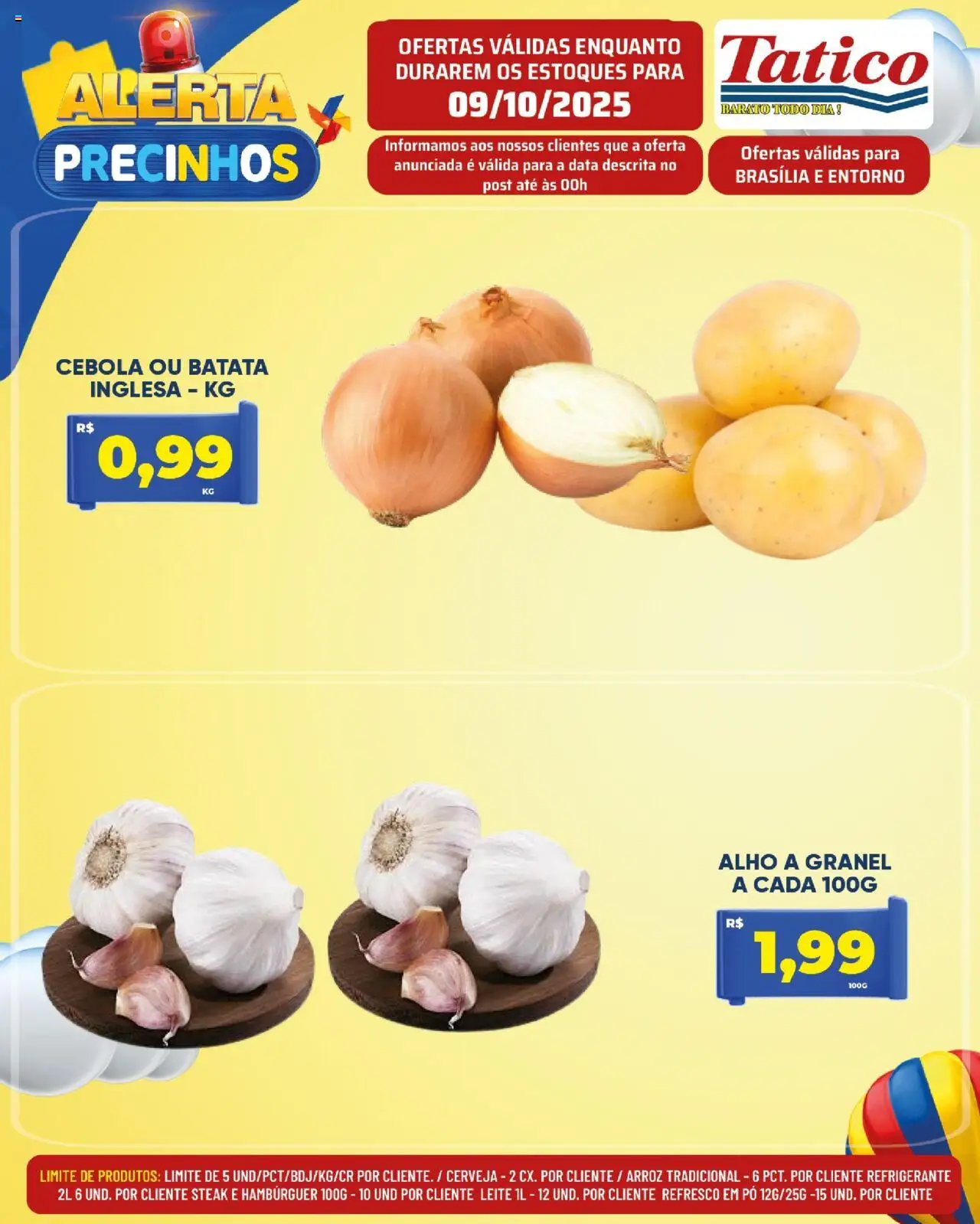 Tatico Folheto - válido de 09.10.2025 | Página: 12 | Produtos: Alho, Cebola, Cerveja, Batata
