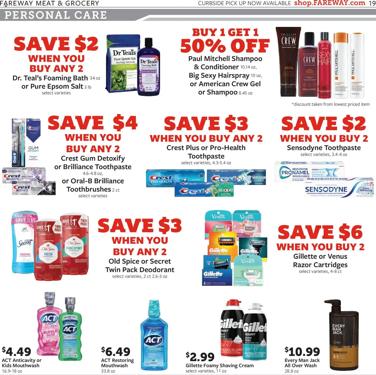Fareway Weekly Ad - valid from 17.11.2025 | Page: 19 | Products: Shampoo, Deodorant, Toothpaste, Epsom Salt