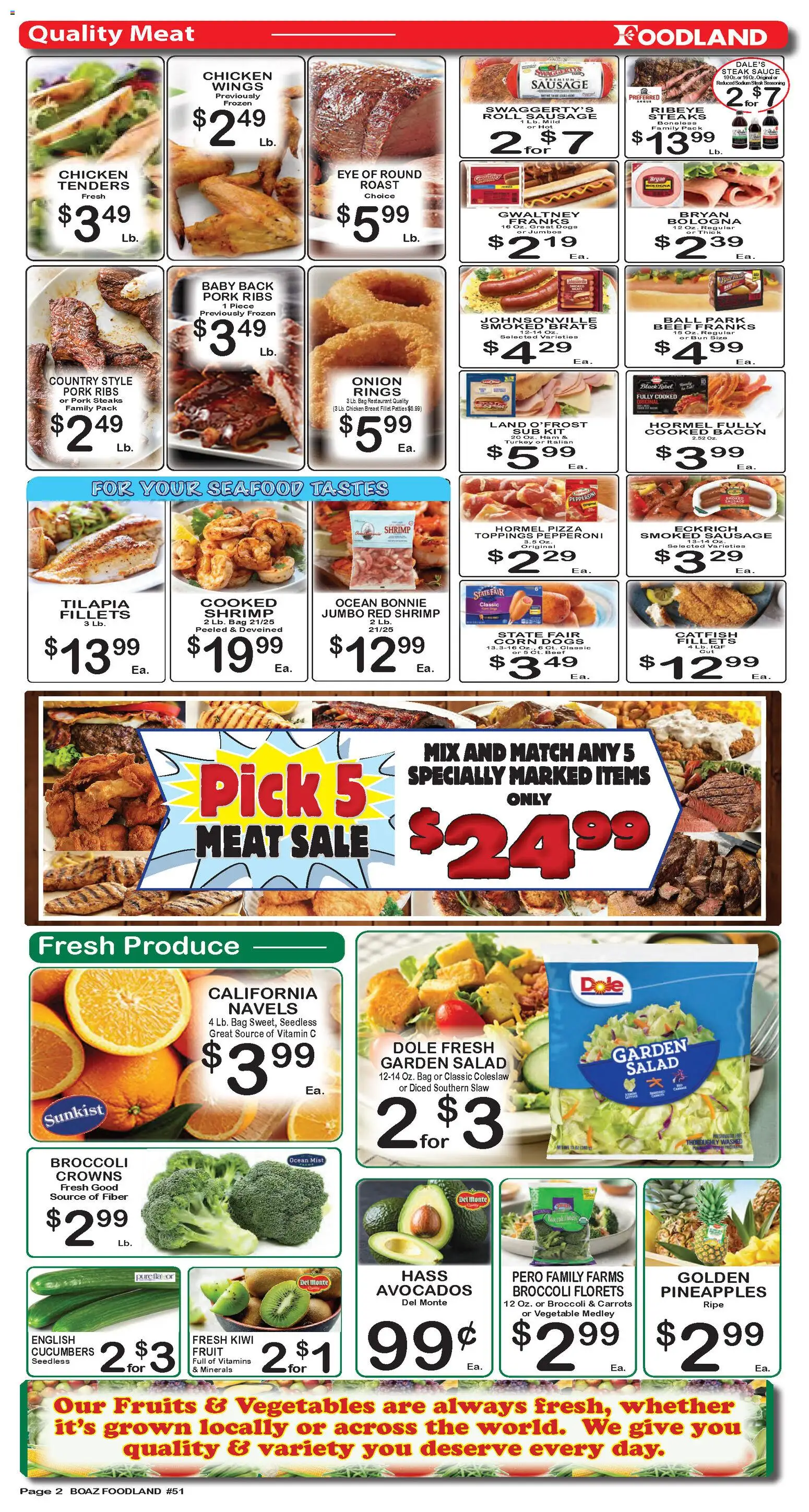 Foodland Weekly Ad - valid from 03.03.2026 | Page: 2 | Products: Broccoli, Crowns, Kiwi, Bag