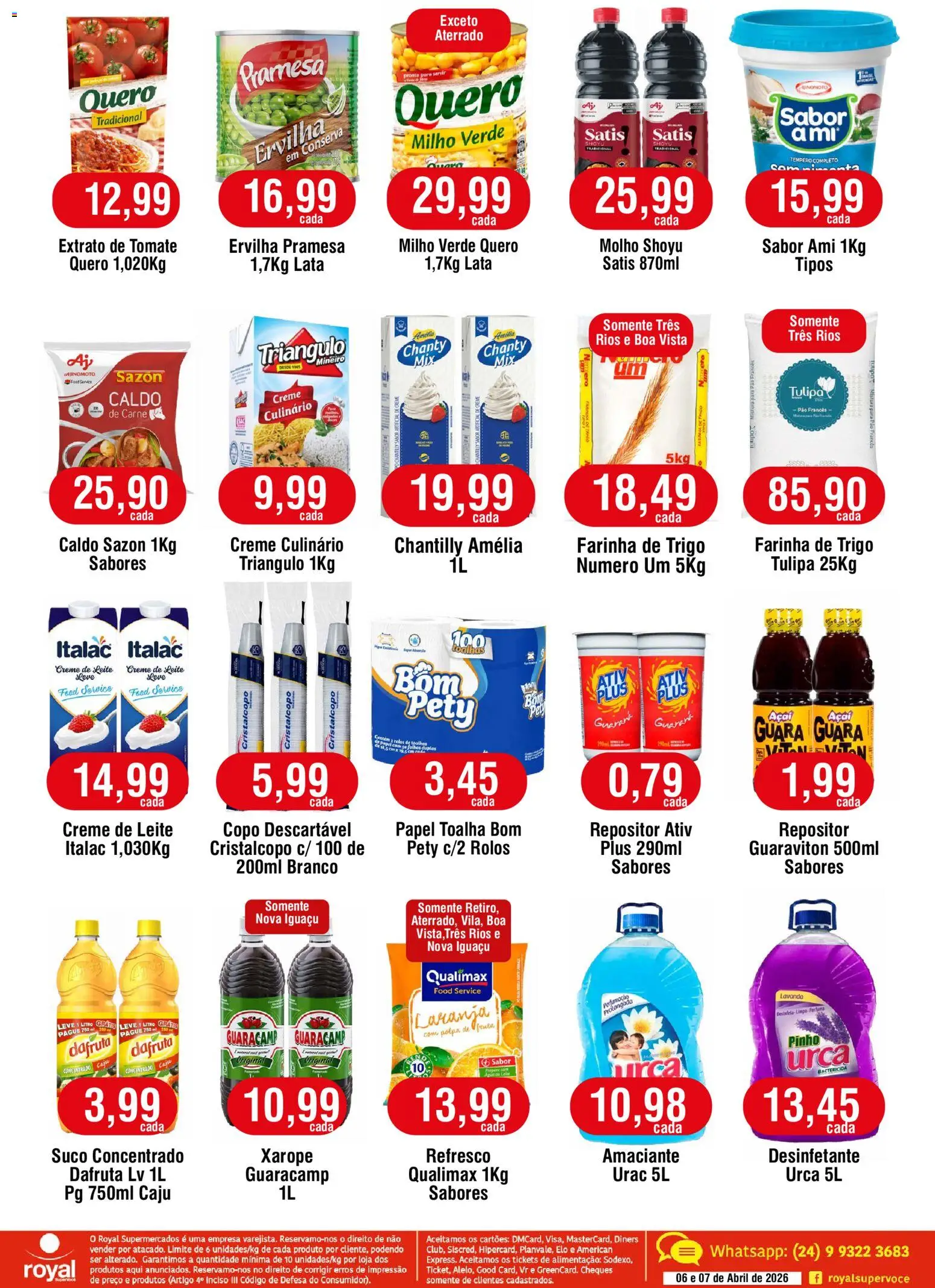 Royal Supermercados Folheto - válido de 06.04.2026 | Página: 2 | Produtos: Pó, Molho shoyu, Suco, Creme