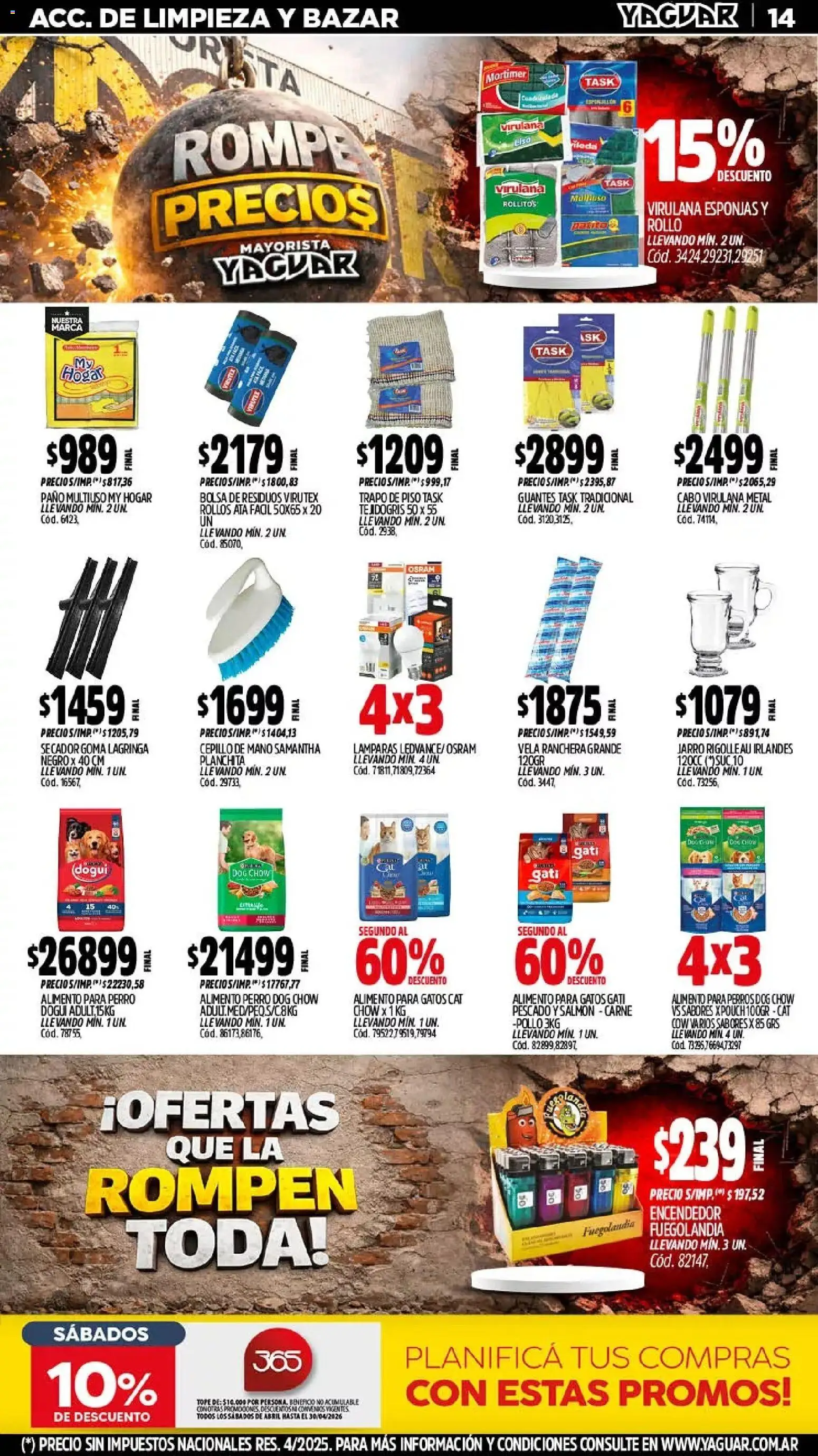Yaguar catálogo │ válido desde el 06.04.2026 | Página: 14 | Productos: Trapo de piso, Pollo, Cepillo, Guantes