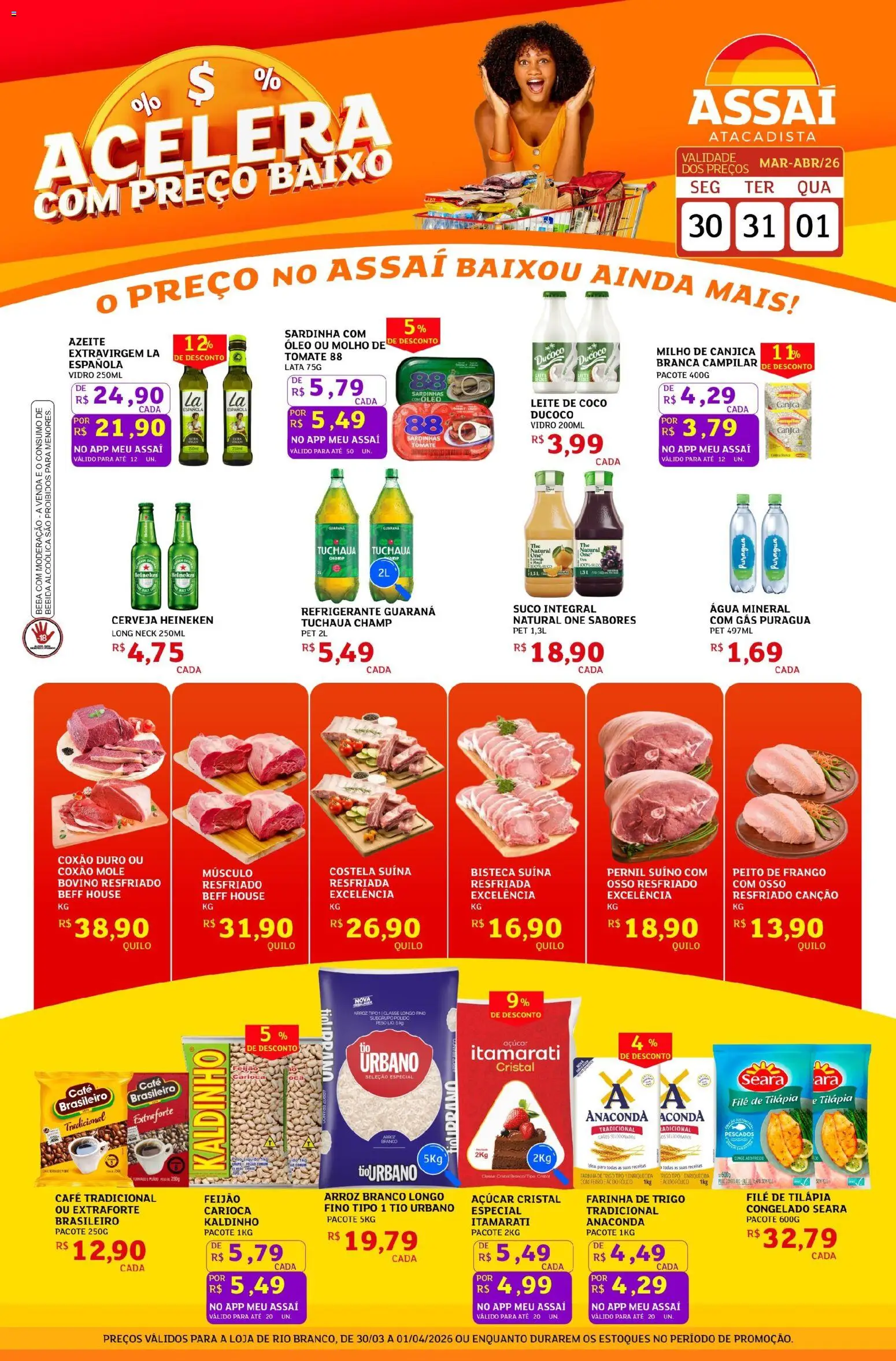Assaí Atacadista Folheto - válido de 30.03.2026 | Página: 1 | Produtos: Ferro, Bebida, Frango, Leite de coco