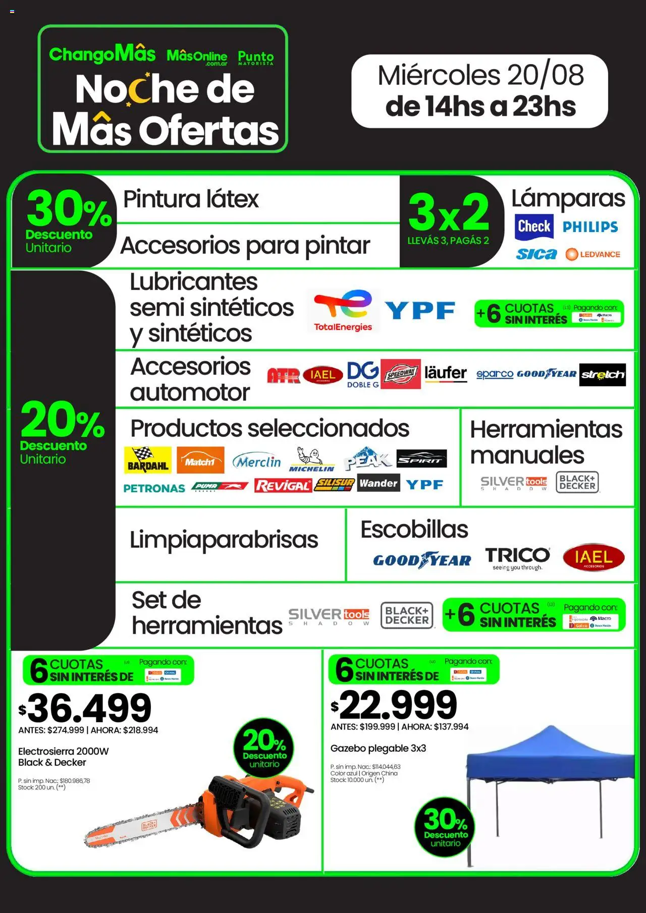 Changomas Noche de ofertas │ válido desde el 20.08.2025 | Página: 7 | Productos: Banco, Pintura, Gazebo