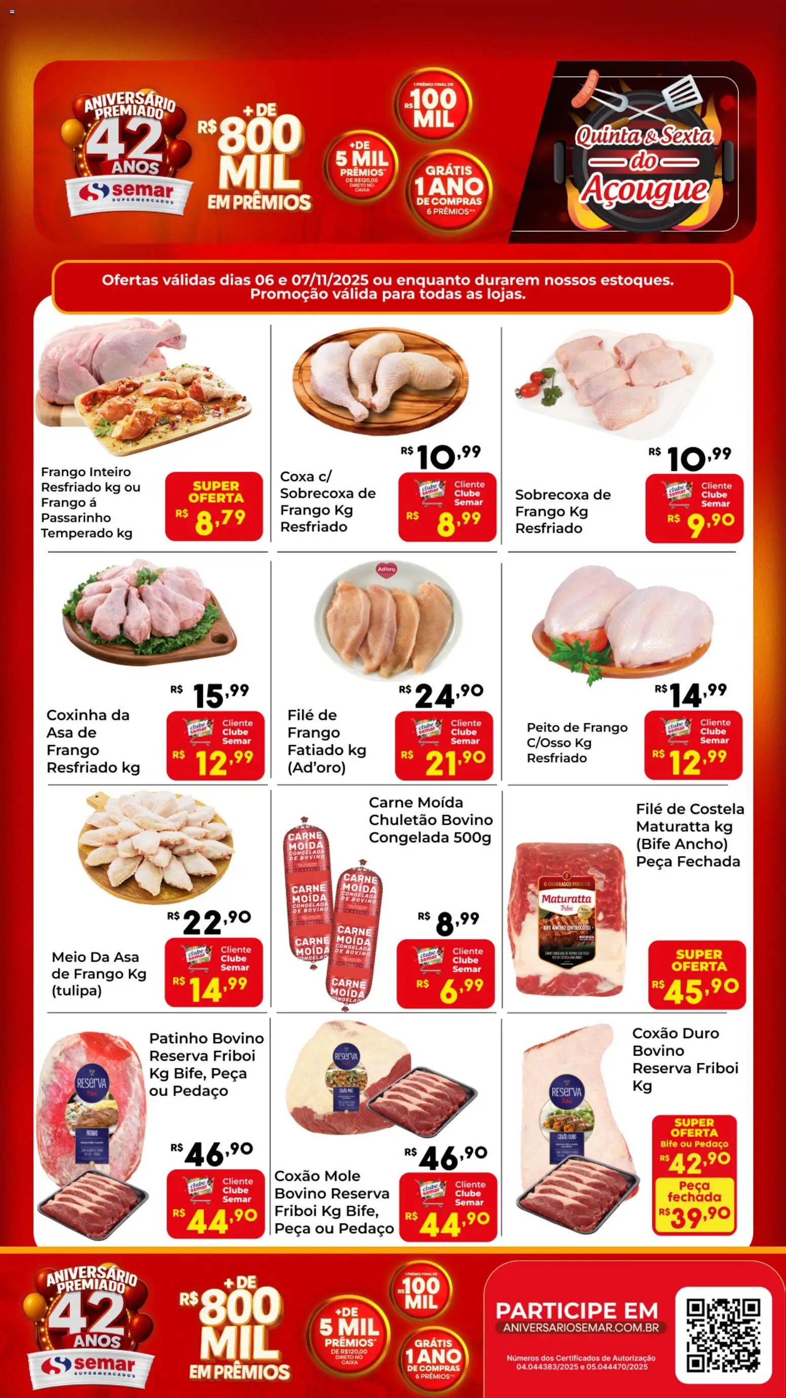 Semar Supermercado Folheto - válido de 06.11.2025 | Página: 1 | Produtos: Caixa, Carne, Chuletão, Peito de frango