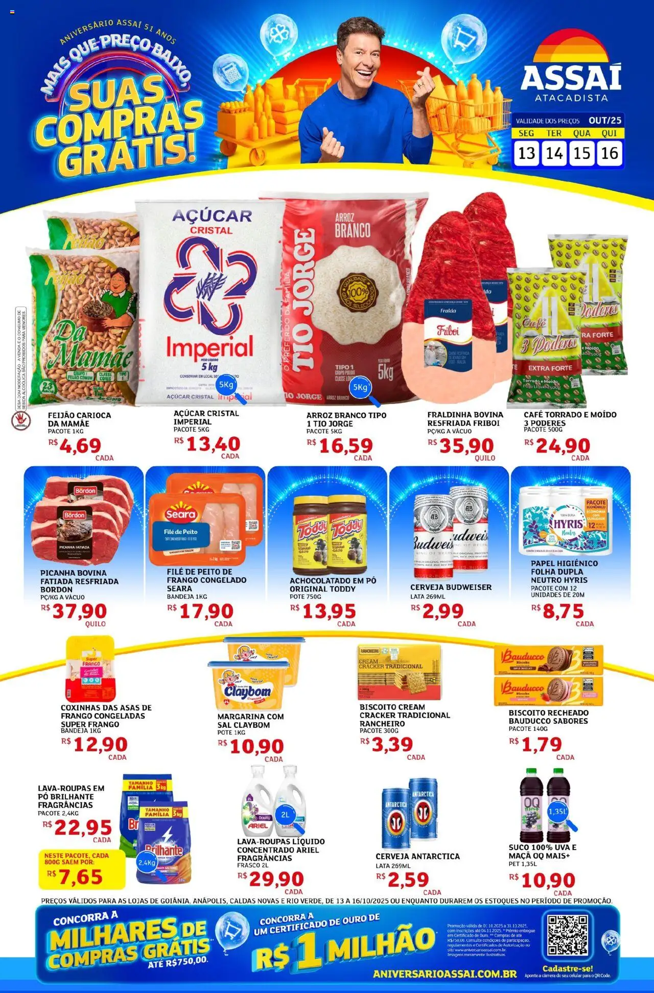 Assaí Atacadista Folheto - válido de 13.10.2025 | Página: 1 | Produtos: Celular, Café, Cerveja, Sal