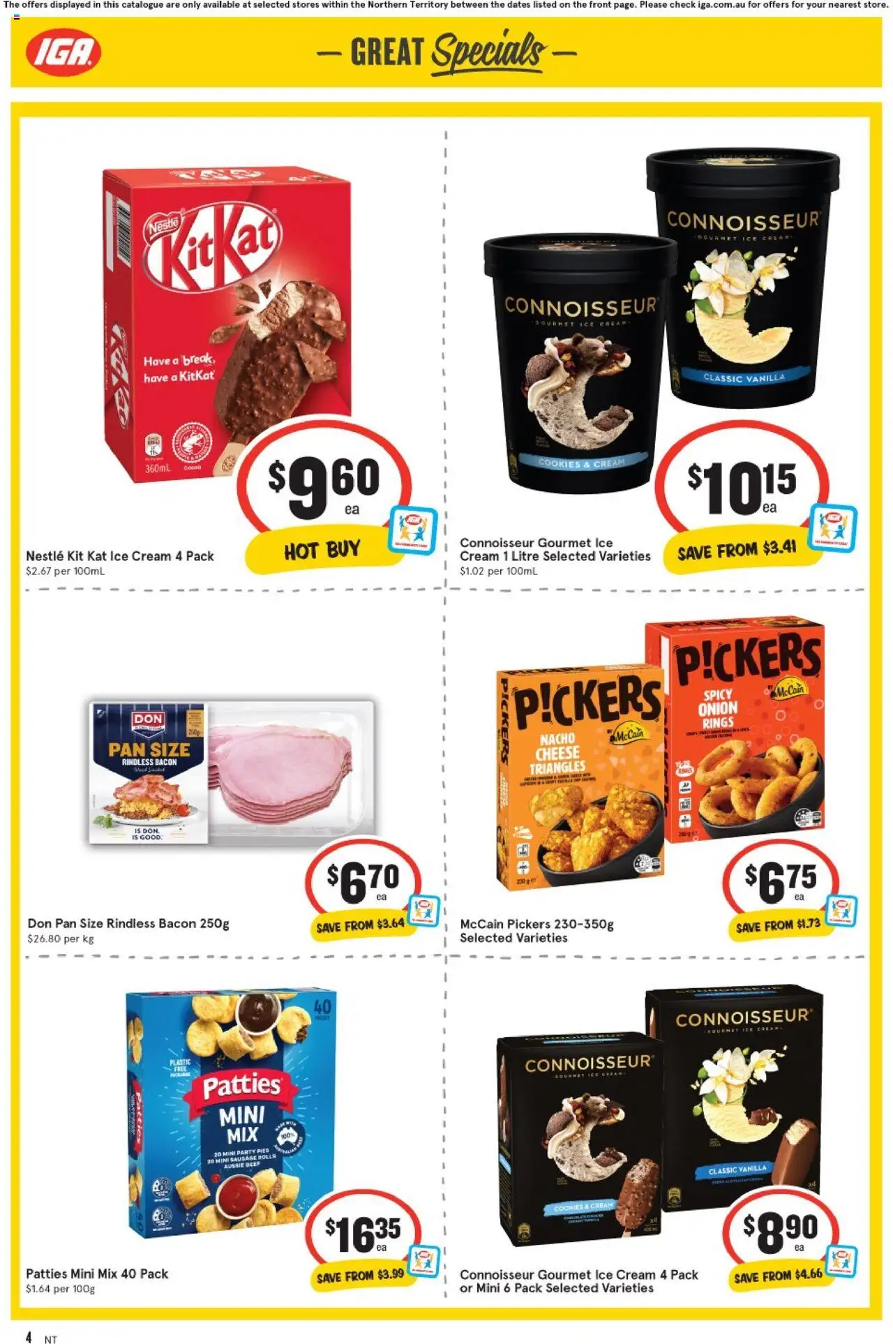 IGA catalogue - valid from 06.08.2025 | Page: 4 | Products: Cheese, Cream, Ice cream, Sausage