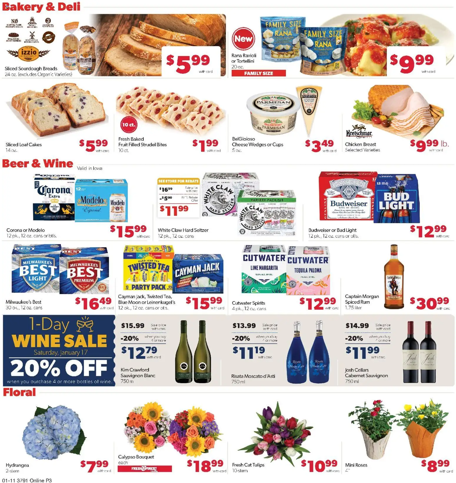 Family Fare Weekly Ad - IA - valid from 11.01.2026 | Page: 8 | Products: Bakery, Cheese, Wine, Lime