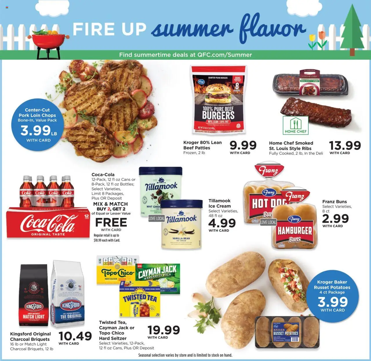 QFC Weekly Ad - OR - valid from 30.07.2025 | Page: 5 | Products: Tea, Beef, Potatoes, 2人掛けソファ