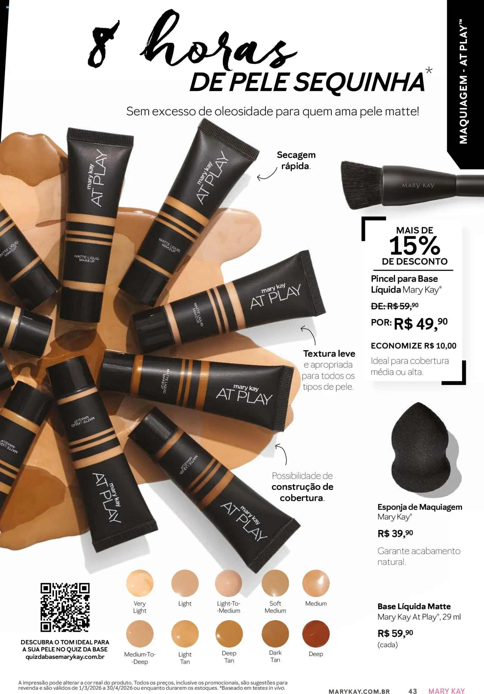 Mary Kay Folheto - válido de 01.03.2026 | Página: 43 | Produtos: Maquiagem, Pincel, Esponja, Base