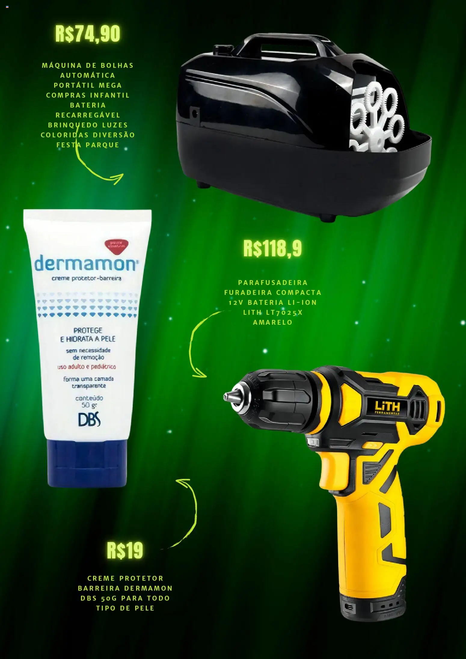 Mercado Livre Folheto - válido de 21.01.2026 | Página: 3 | Produtos: Furadeira, Bateria, Creme, Parafusadeira