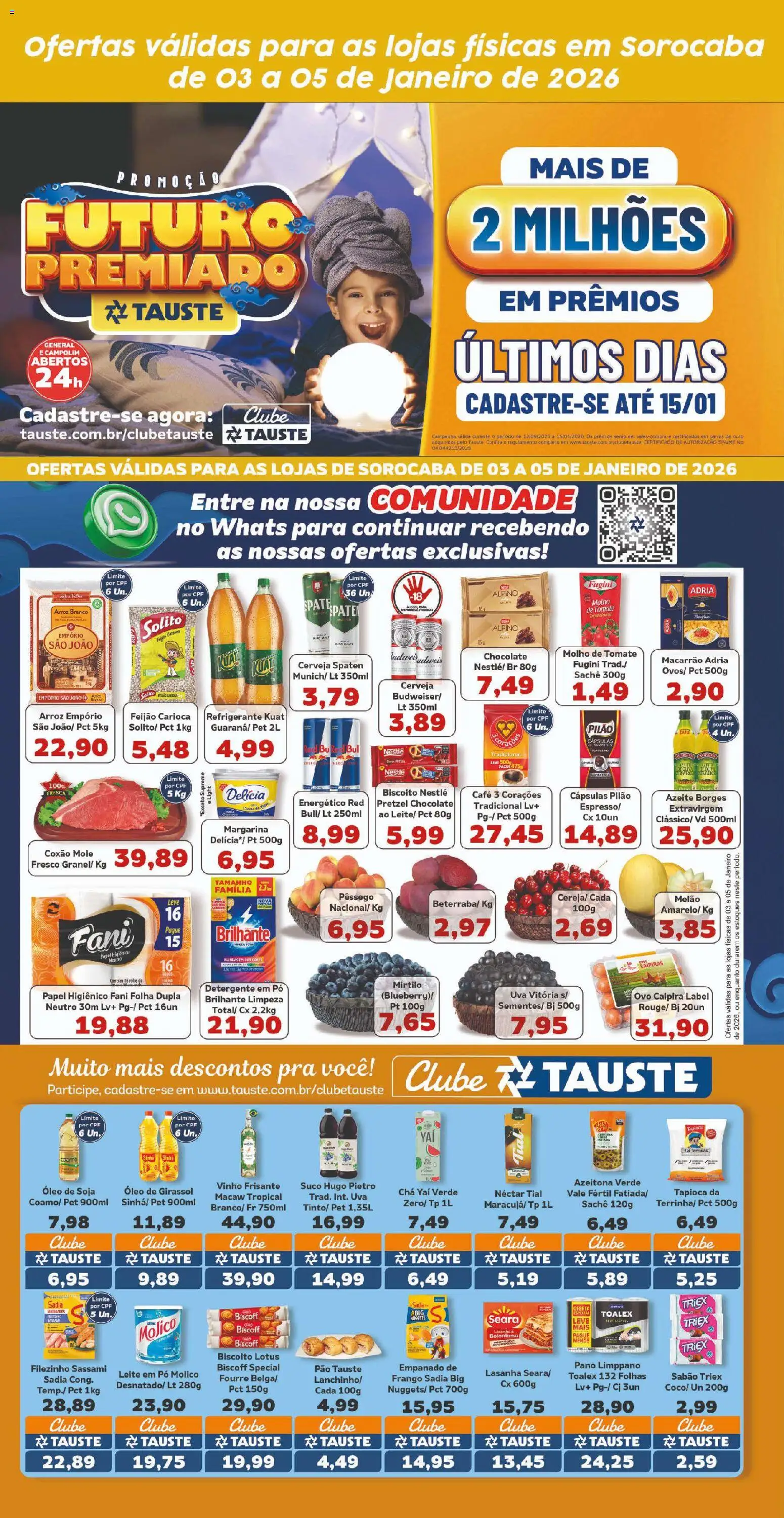 Tauste Folheto - válido de 03.01.2026 | Página: 2 | Produtos: Sabão, Leite, Lasanha, Azeite