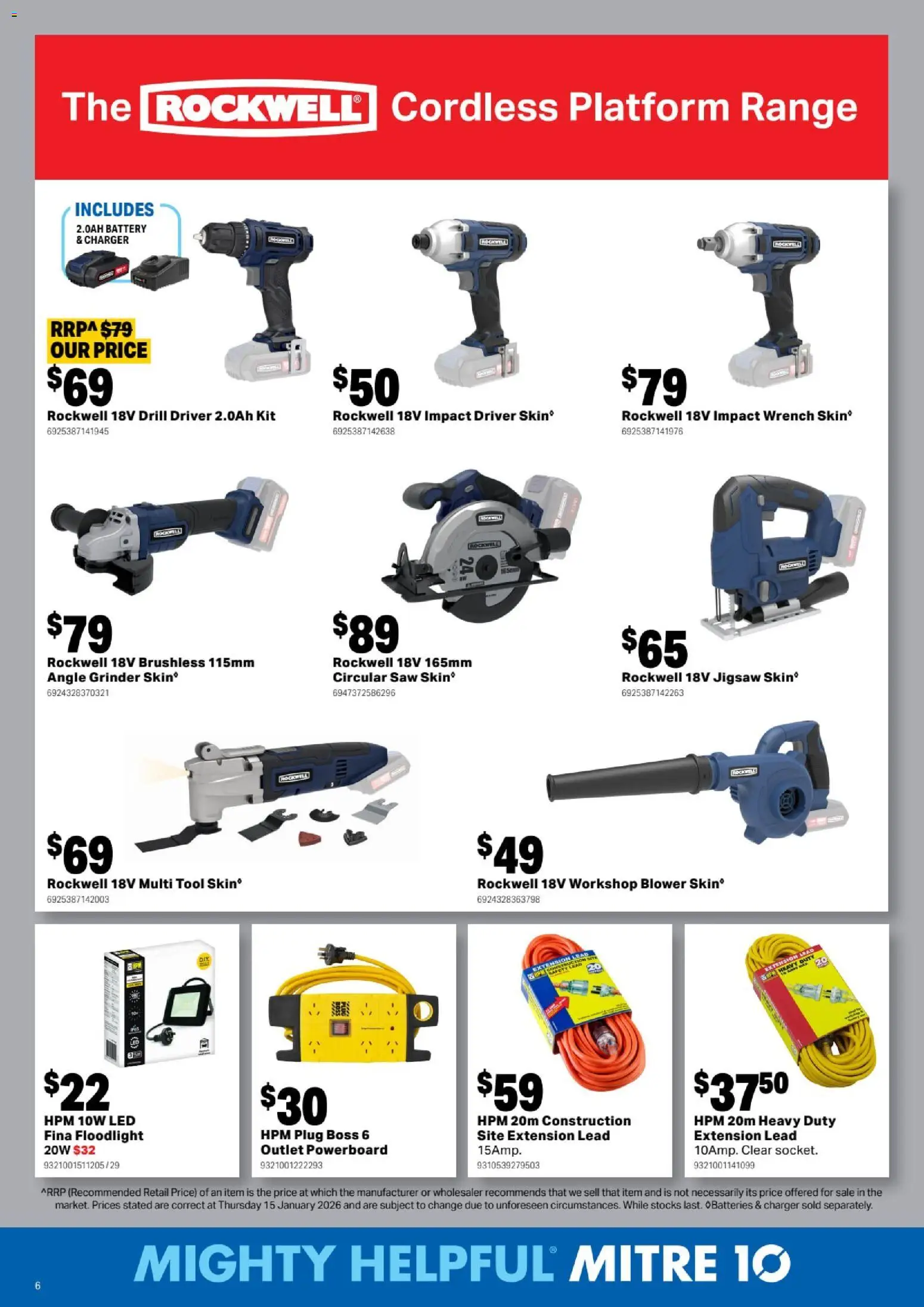 Mitre 10 catalogue - valid from 25.02.2026 | Page: 6 | Products: Battery, Saw, Safe, Grinder