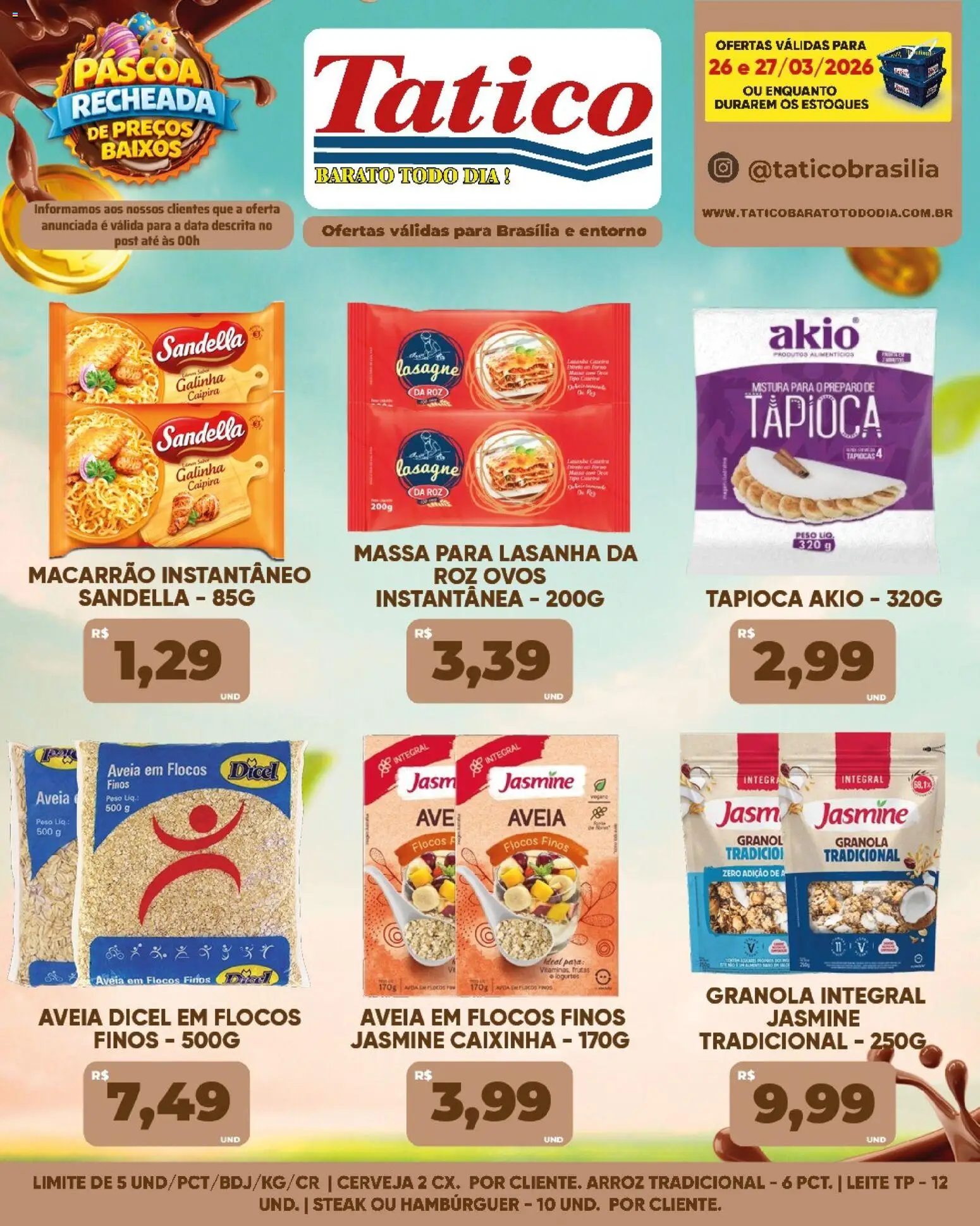 Tatico Folheto - válido de 26.03.2026 | Página: 3 | Produtos: Leite, Ovos, Granola, Flocos