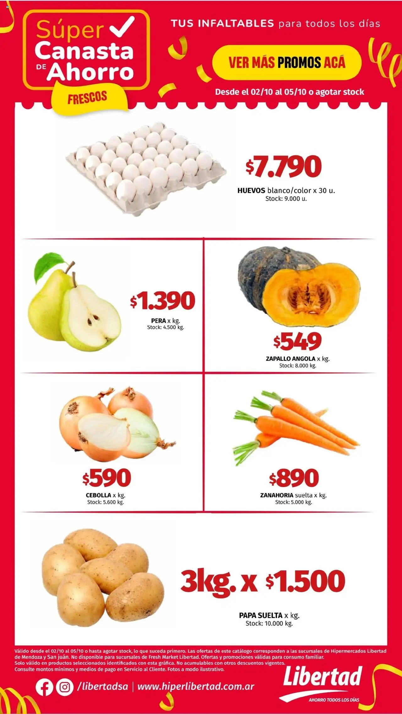 Hipermercado Libertad - Super Canasta de Ahorro Frescos - Cuyo │ válido desde el 02.10.2025 | Página: 2 | Productos: Cebolla, Papa, Zanahoria, Canasta