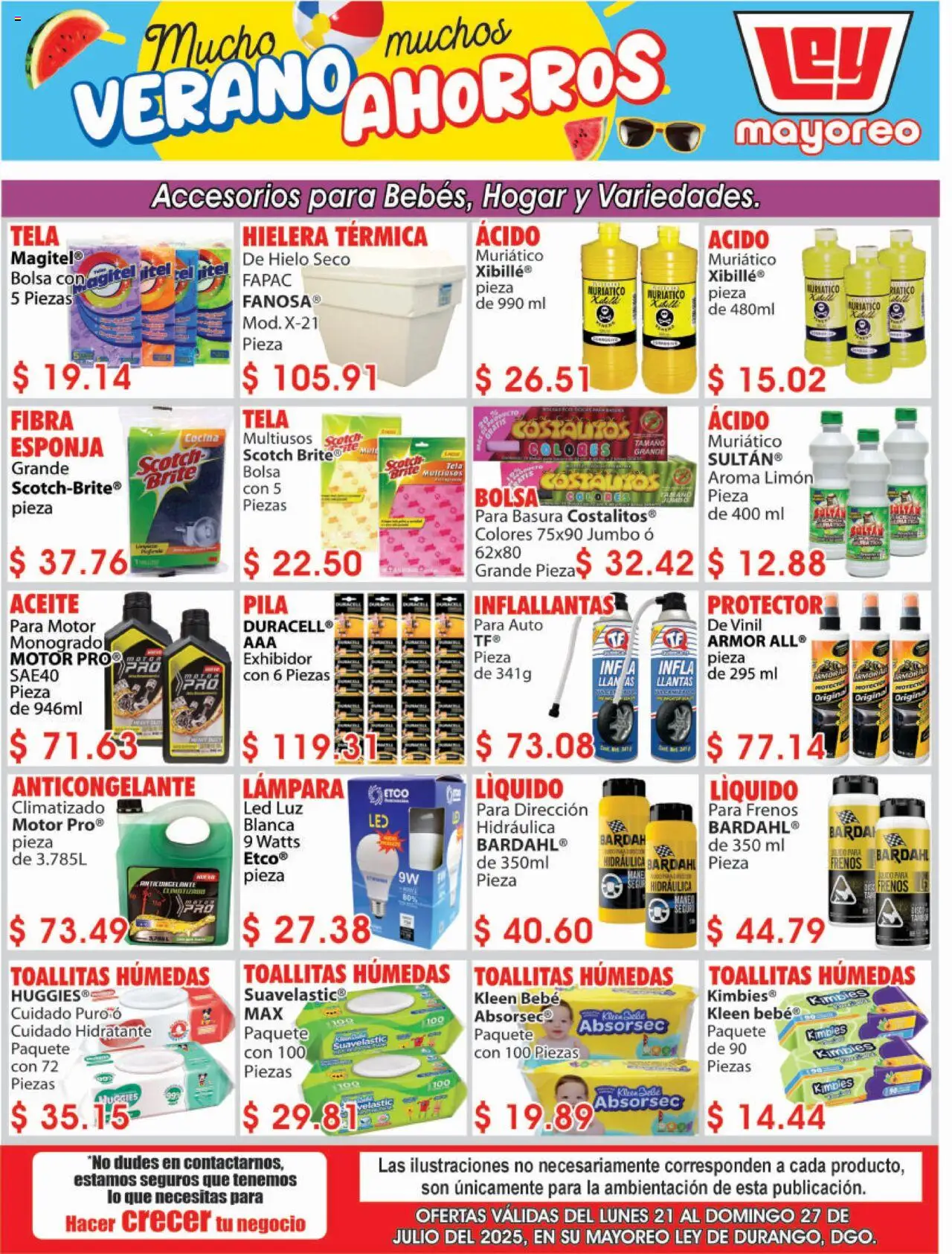 Nuevas ofertas de Casa Ley válidas en toda la República Mexicana desde el 21.07.2025. ¡Encuentra las mejores ofertas en Casa Ley - Folleto Mayoreo! | Página: 1 | Productos: Esponja, Aceite, Hielera, Lámpara