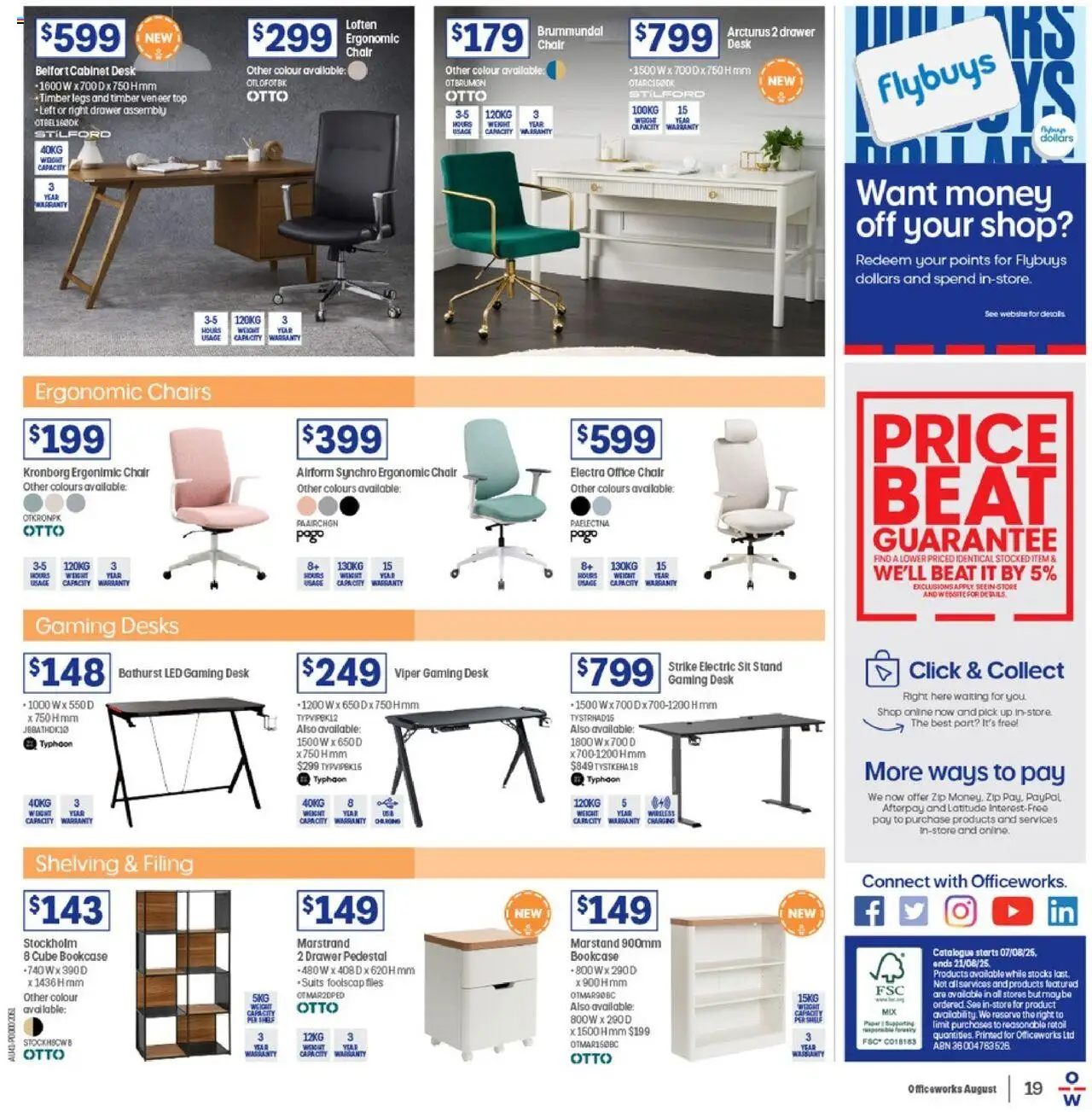 Officeworks catalogue - valid from 07.08.2025 | Page: 19 | Products: Cabinet, Chair, Drawer, Bookcase
