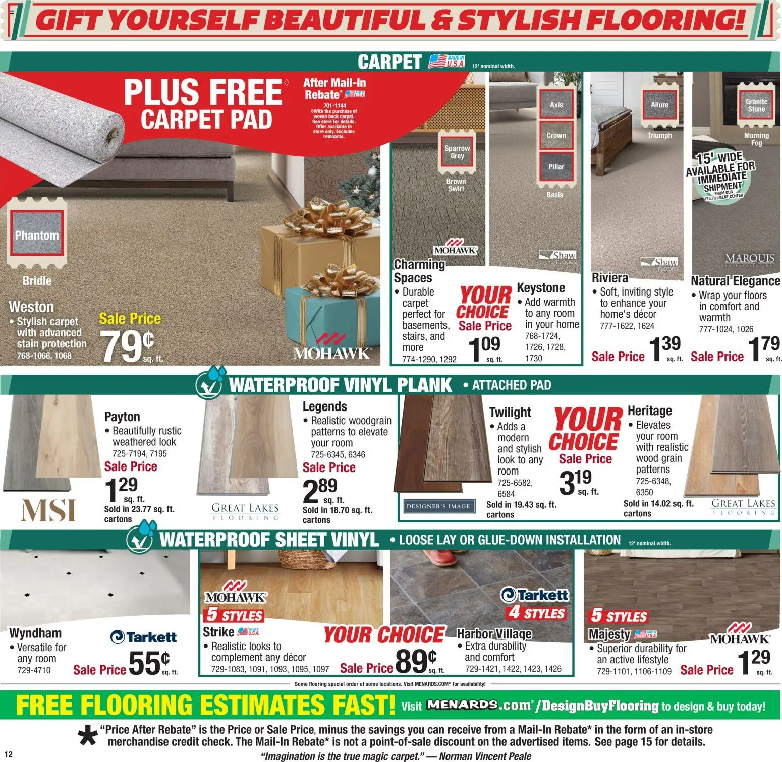 Menards Weekly Ad - valid from 17.12.2025 | Page: 15 | Products: Carpet, Sheet