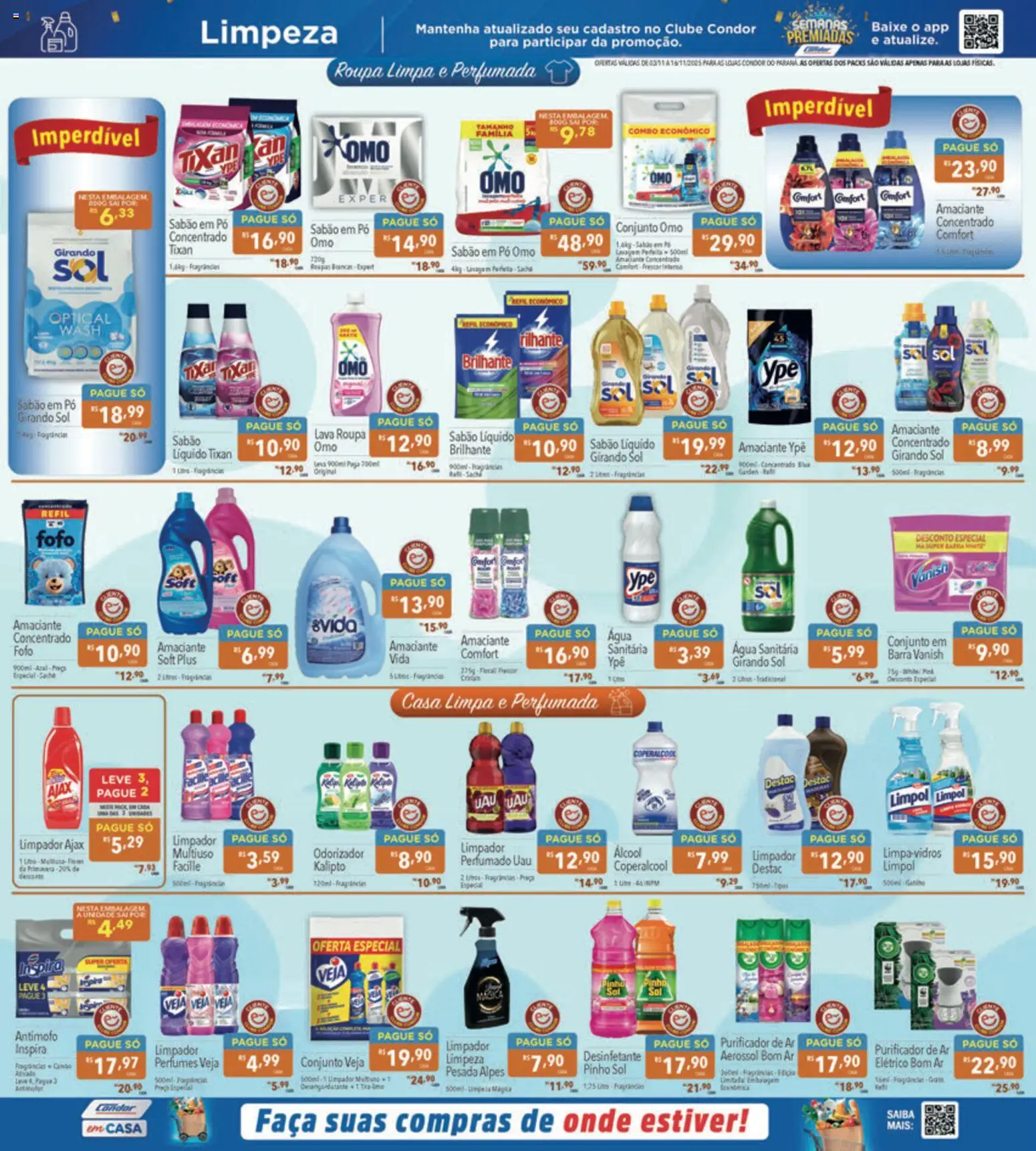 Supermercados Condor Folheto - válido de 03.11.2025 | Página: 20 | Produtos: Sabão, Girando sol, Perfumes, Água sanitária