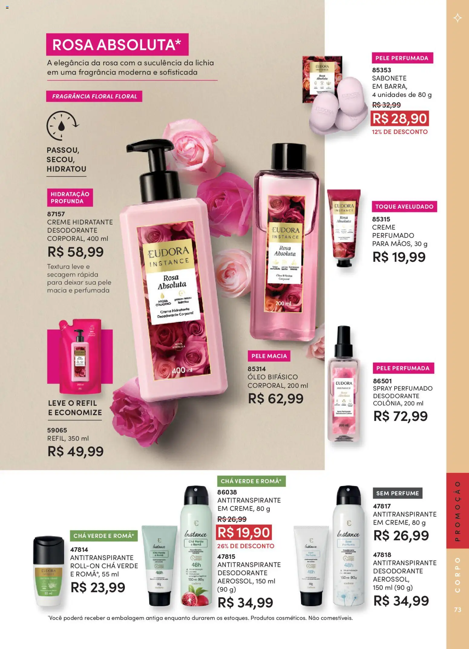 Eudora Folheto - válido de 26.01.2026 | Página: 73 | Produtos: Desodorante, Óleo, Chá, Chá verde