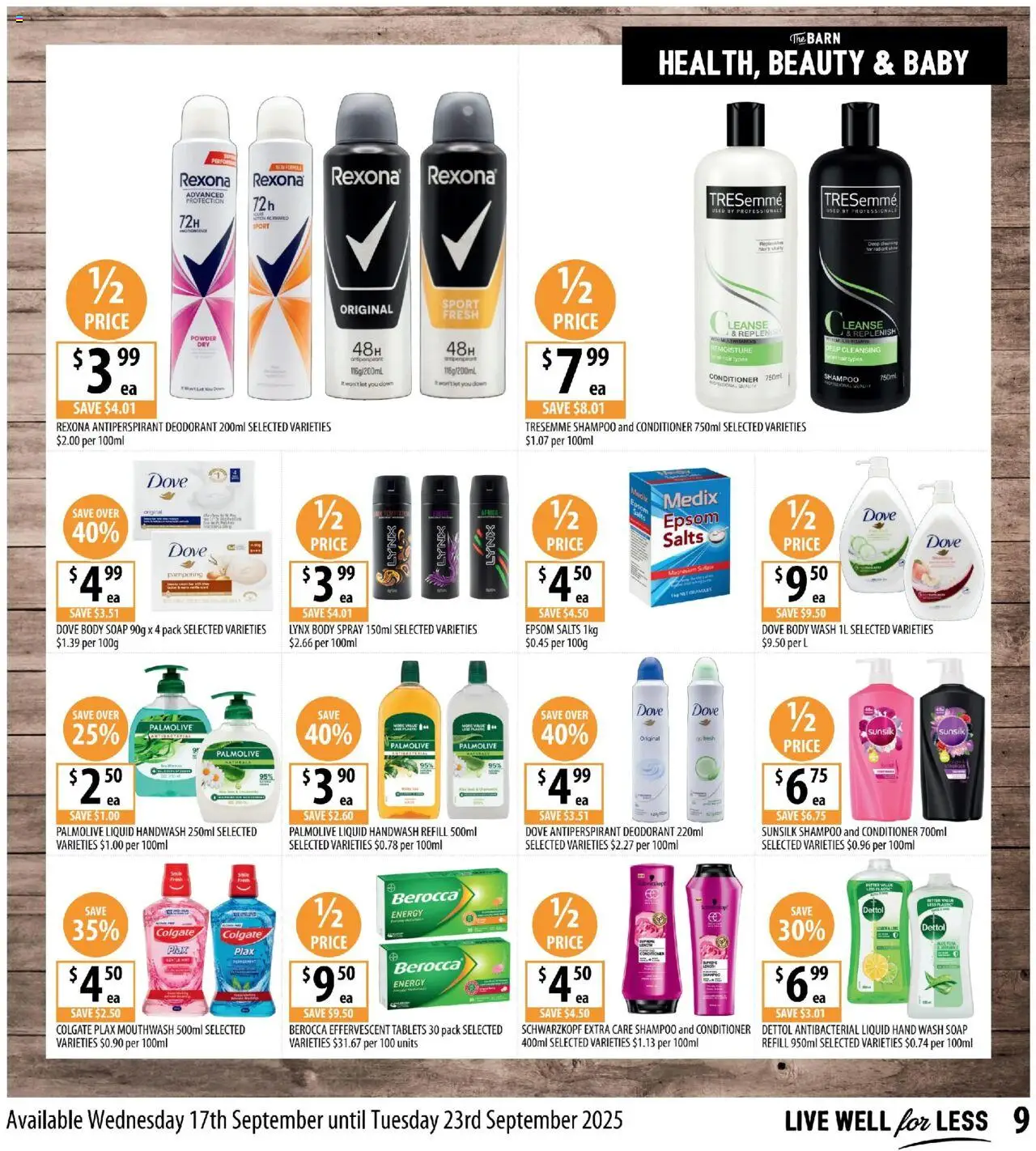 Supabarn catalogue - valid from 17.09.2025 | Page: 9 | Products: Powder, Deodorant, Antiperspirant, Mouthwash