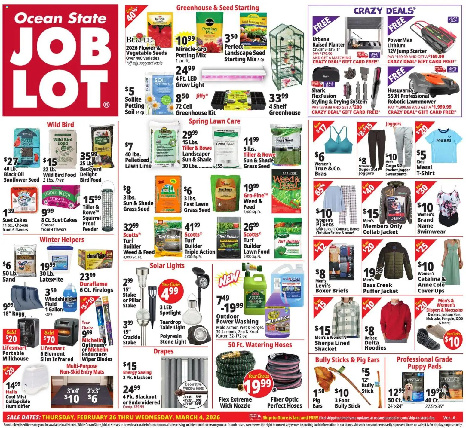 Ocean State Job Lot Weekly Ad - MA - valid from 26.02.2026 | Page: 1 | Products: Table, Wiper, Starter, Lime
