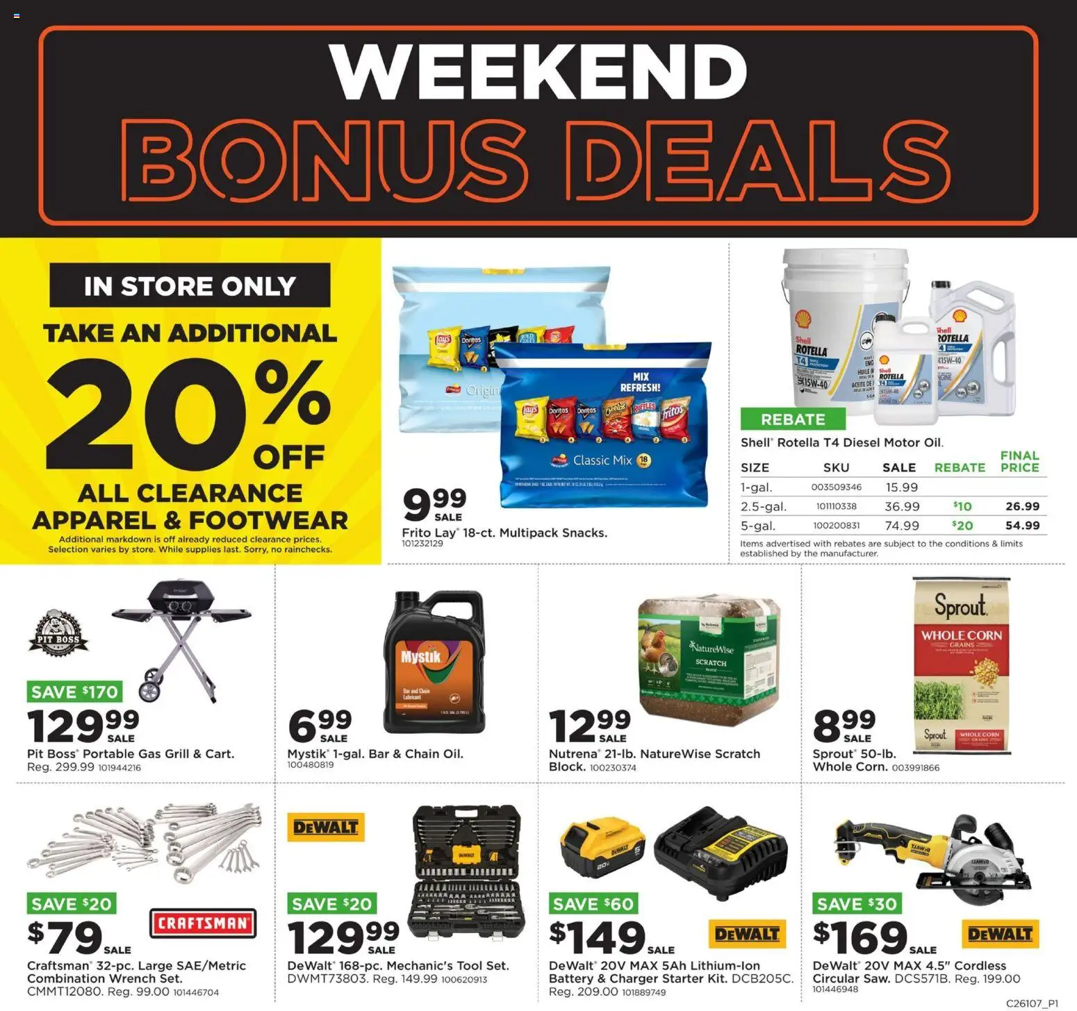 Mills Fleet Farm Weekly Ad - valid from 05.03.2026 | Page: 1 | Products: Wrench, Battery, Starter, Grill