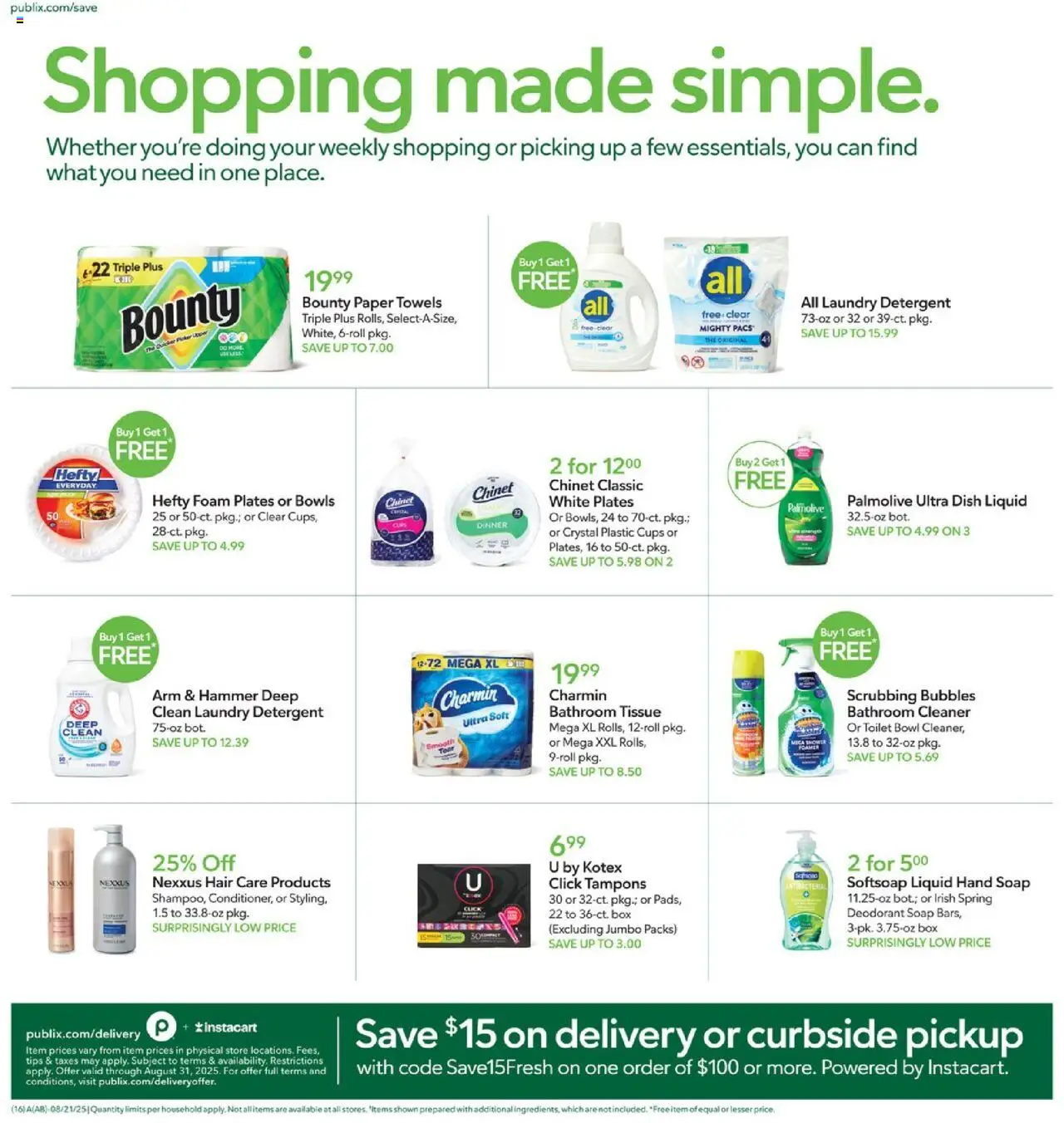 Publix Weekly Ad - valid from 20.08.2025 | Page: 16 | Products: Box, Shower, Deodorant, Tampons