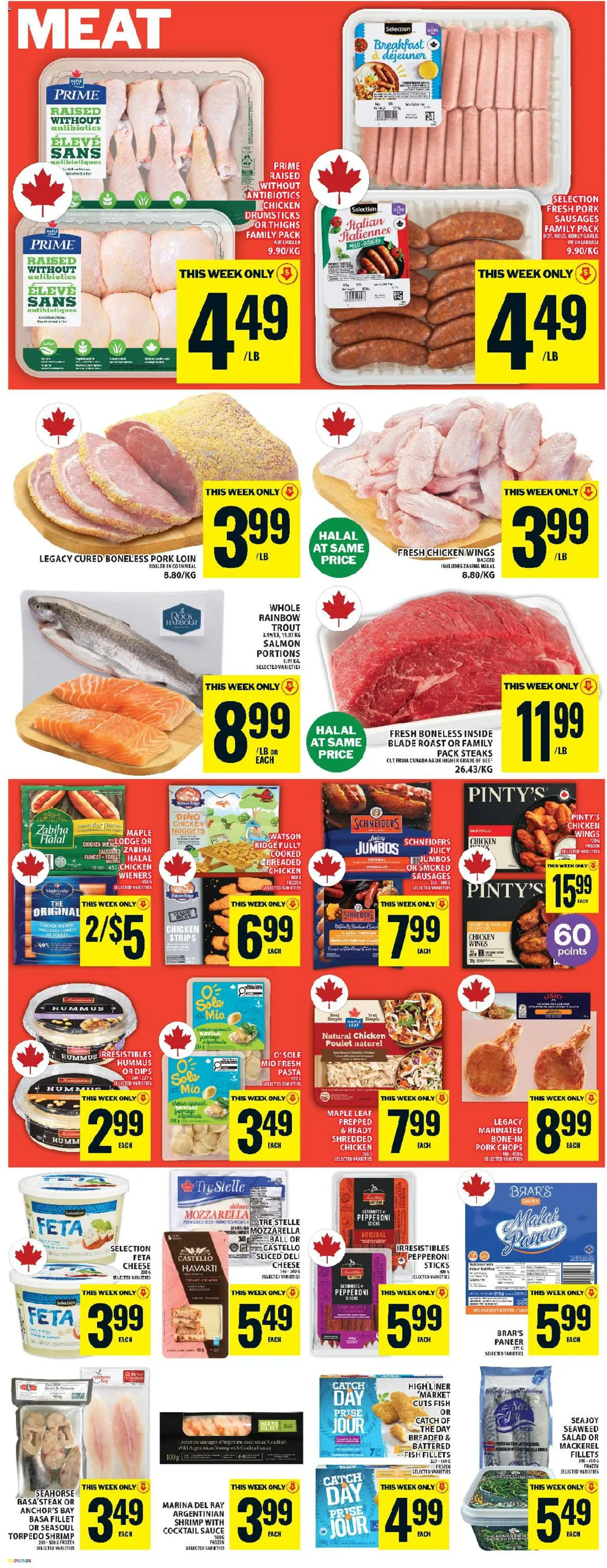 Food Basics flyer valid from 19.03.2026 | Page: 7 | Products: Fish, Chicken wings, Cheese, Chicken