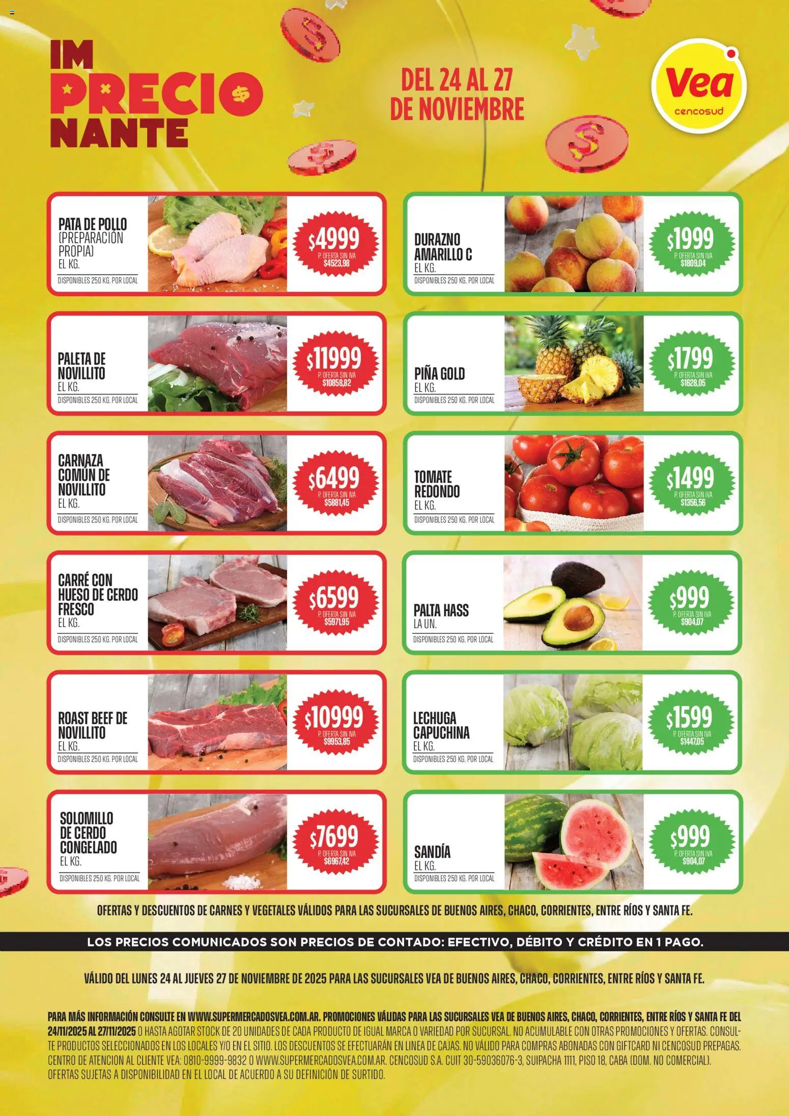 Vea ofertas │ válido desde el 24.11.2025 | Página: 1 | Productos: Sandía, Durazno, Té, Piña