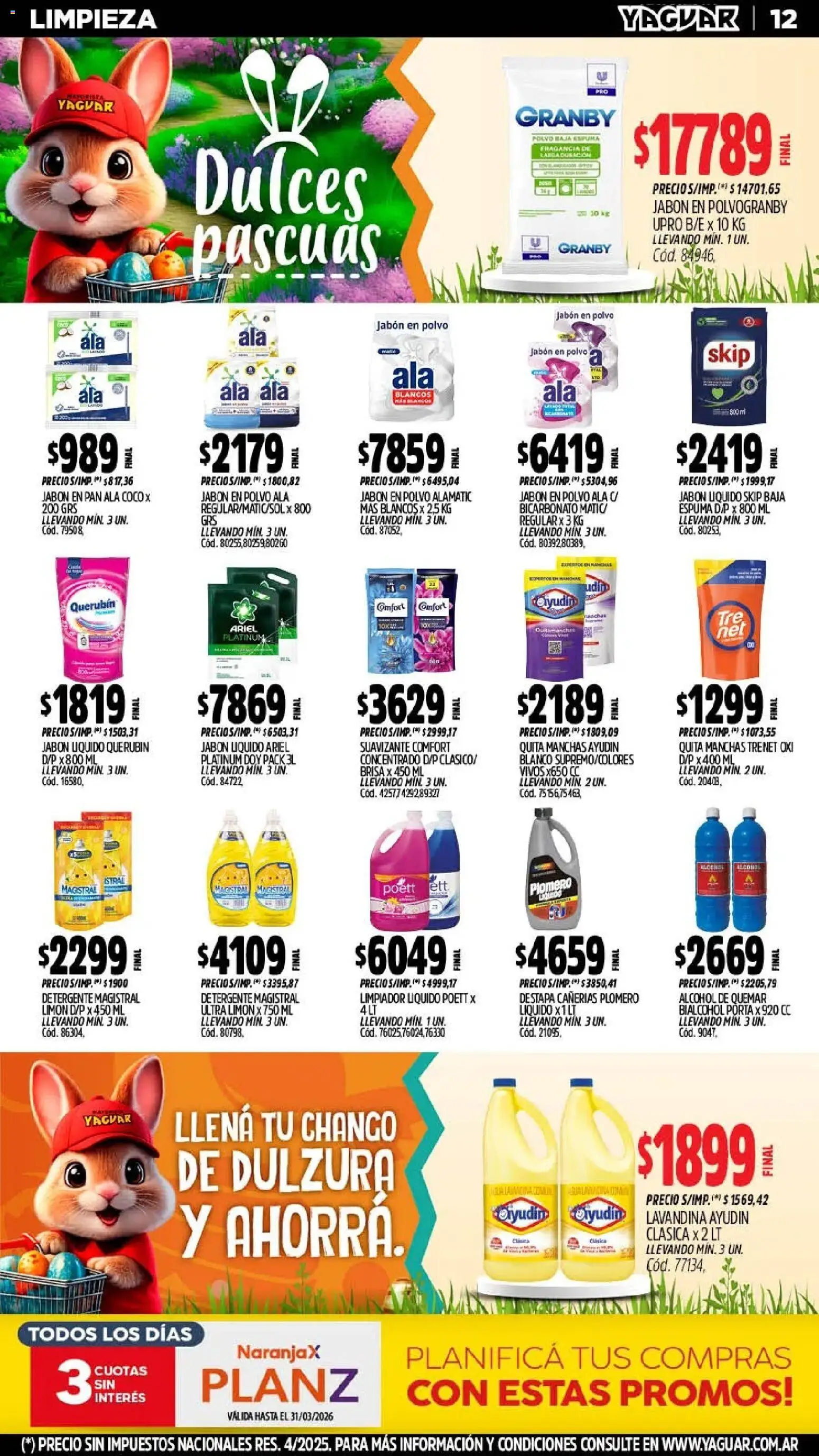 Yaguar - Oferta Semanal Jujuy │ válido desde el 23.03.2026 | Página: 12 | Productos: Polvo, Jabón líquido, Detergente, Espuma