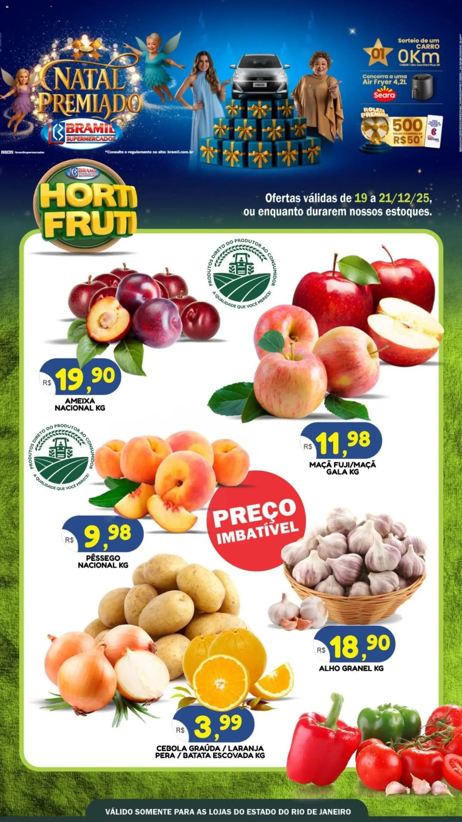 Bramil Supermercados Folheto - válido de 19.12.2025 | Página: 1 | Produtos: Pera, Alho, Air fryer, Ameixa