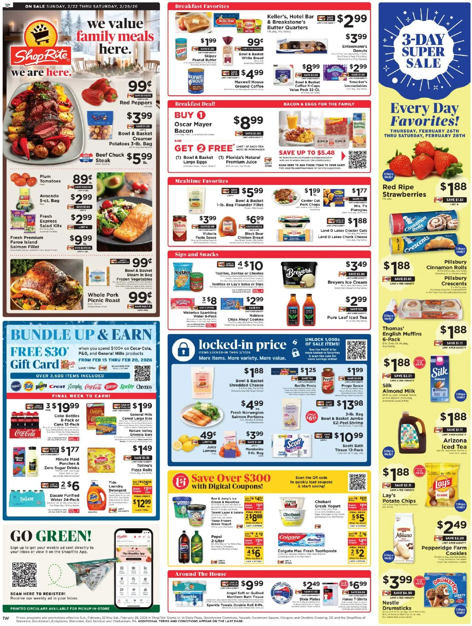 ShopRite Weekly Ad 2 - valid from 22.02.2026 | Page: 1 | Products: Milk, Eggs, Cookies, Ice cream