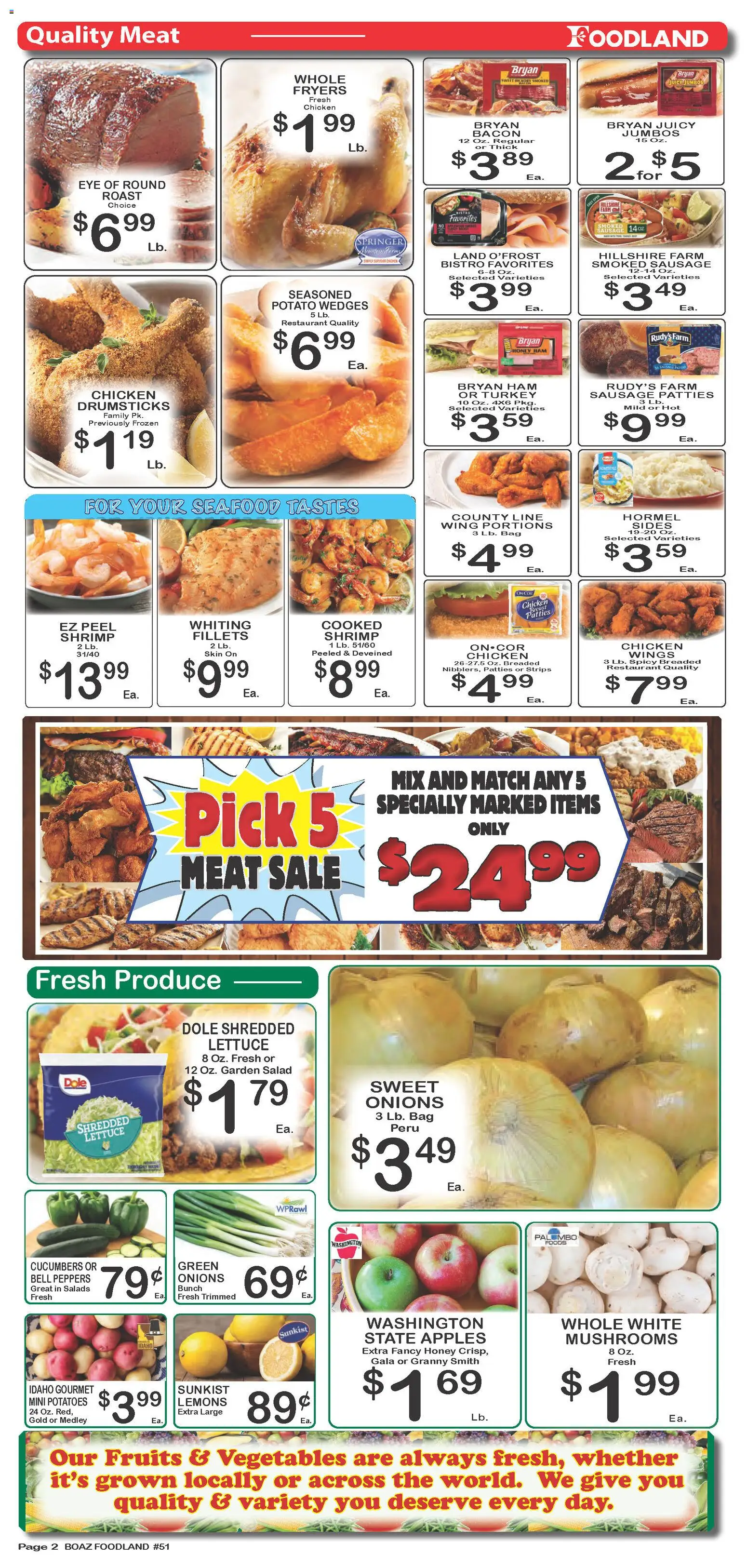 Foodland Weekly Ad - valid from 11.11.2025 | Page: 2 | Products: Mushrooms, Ham, Apples, Salad