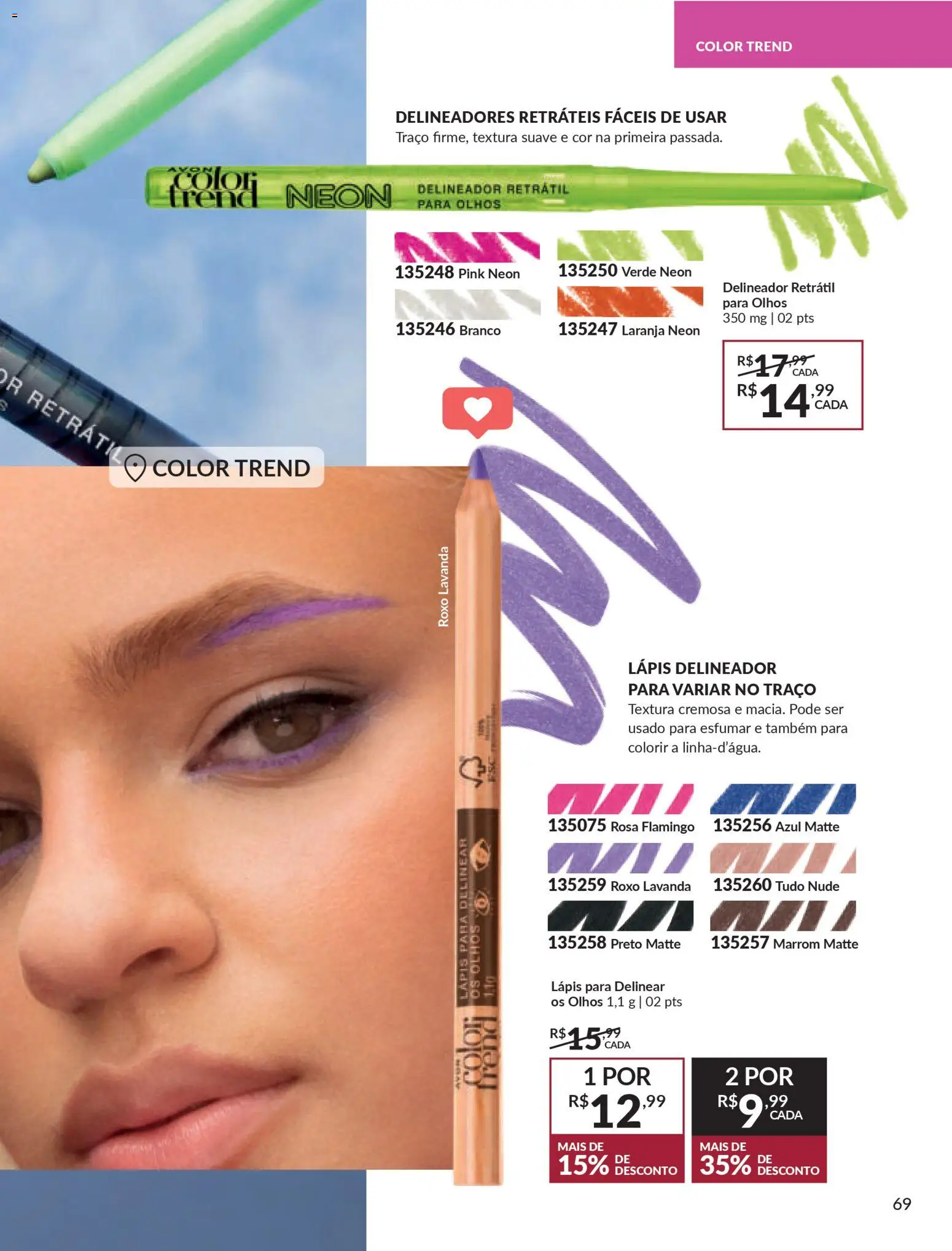 Avon Folheto - válido de 15.01.2026 | Página: 69 | Produtos: Delineador, Lápis