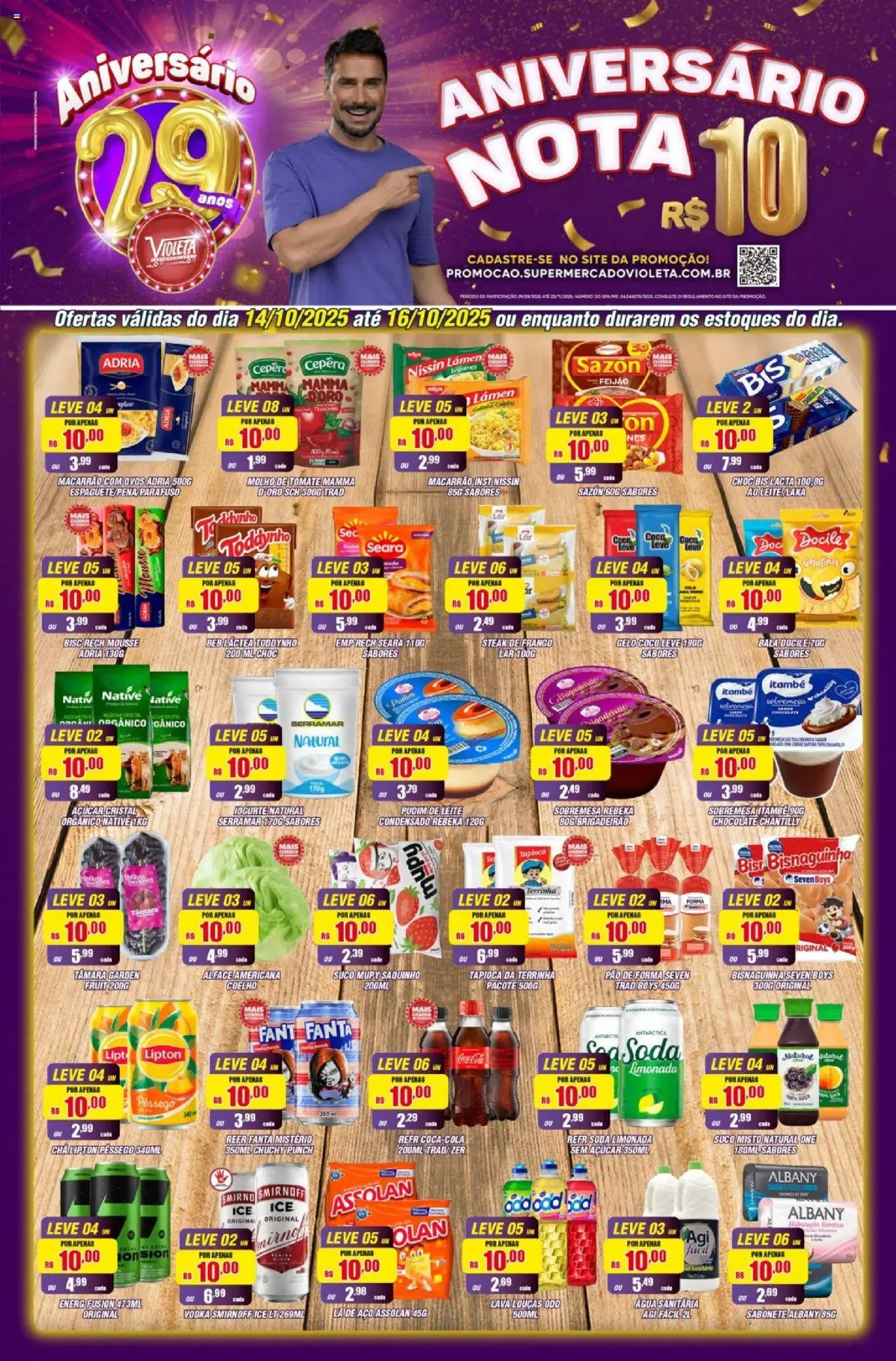 Violeta Supermercados Folheto - válido de 14.10.2025 | Página: 1 | Produtos: Leite, Ovos, Pão, Pão de forma