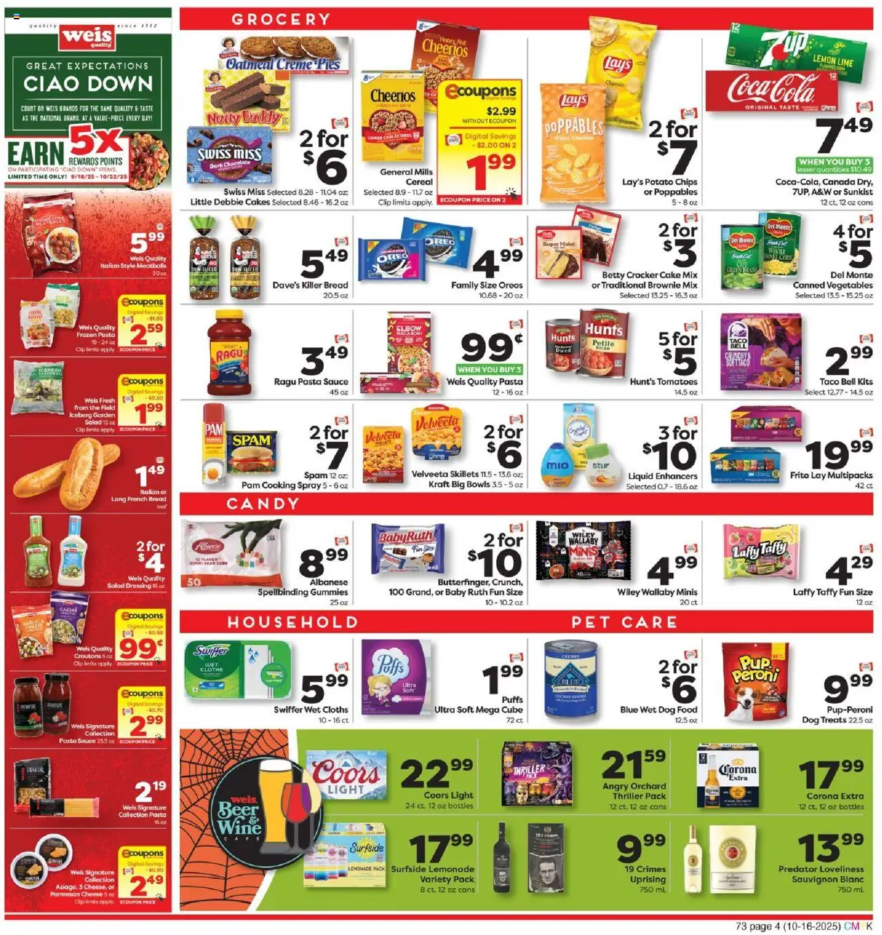 Weis Weekly Circular - VA - valid from 16.10.2025 | Page: 4 | Products: Cheese, Chips, Vegetables, Sauce