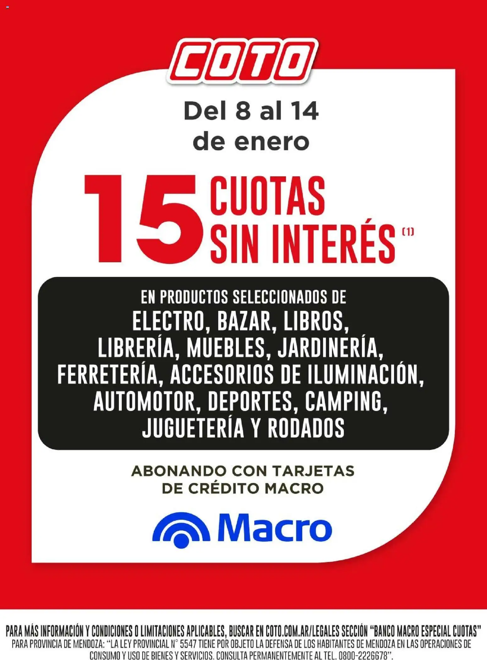Coto - Banco Macro │ válido desde el 08.01.2026 | Página: 1 | Productos: Banco