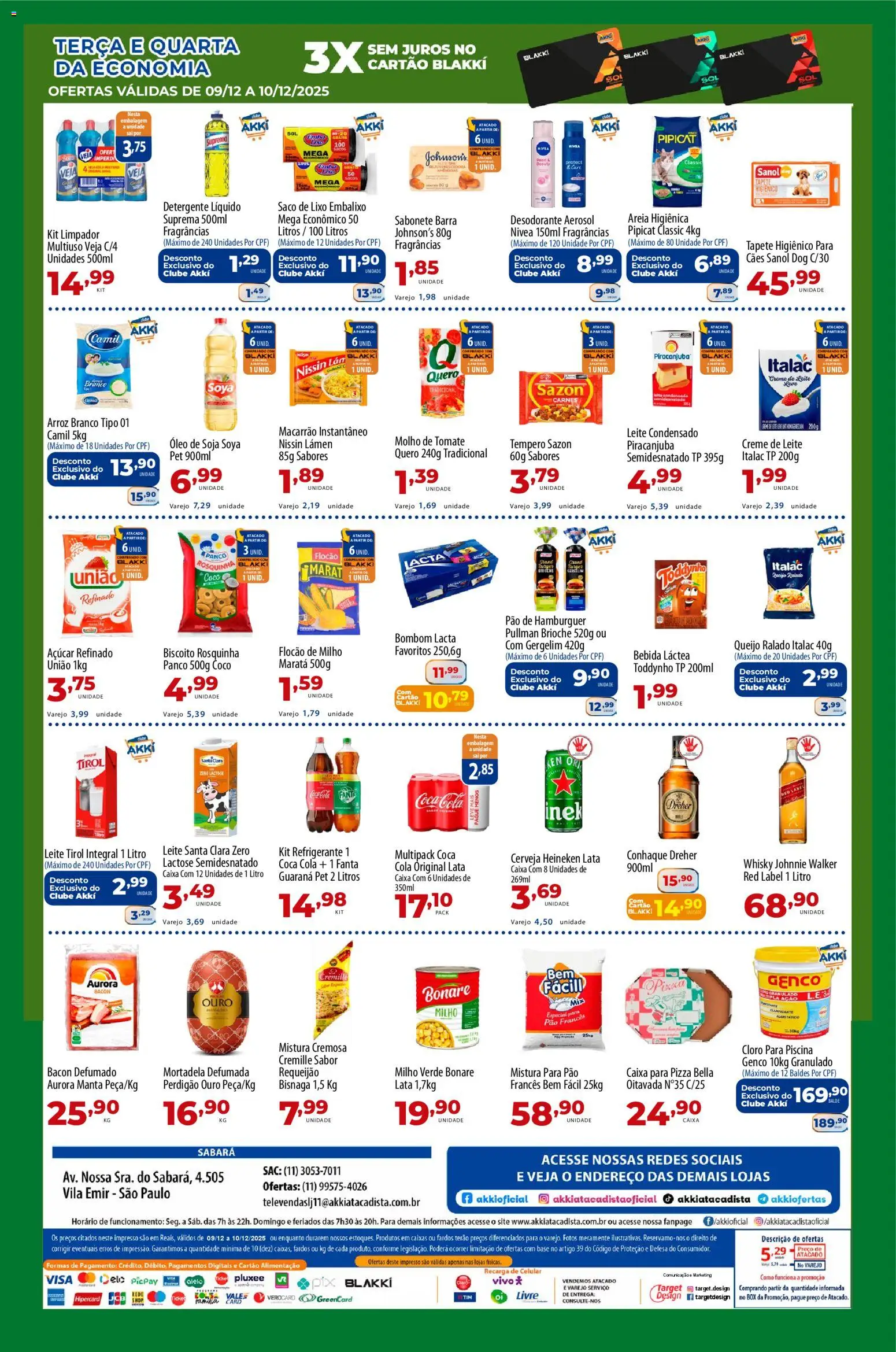 Akki Atacadista Folheto - válido de 09.12.2025 | Página: 2 | Produtos: Leite, Tapete, Hambúrguer, Bebida