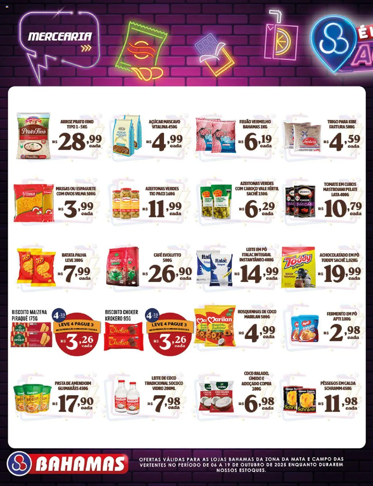 Bahamas Supermercados Folheto - válido de 06.10.2025 | Página: 2 | Produtos: Espaguete, Feijão, Batata palha, Pasta de amendoim