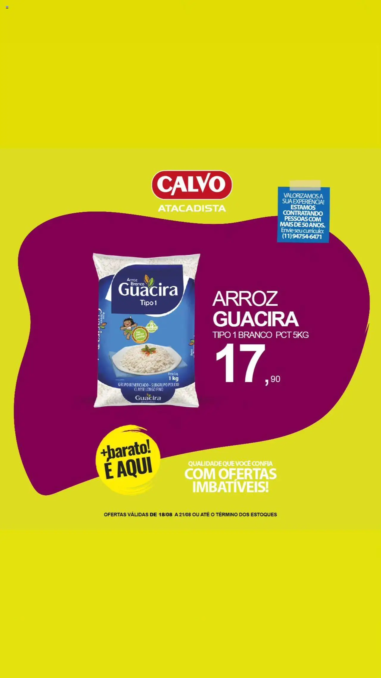 Calvo Atacadista Folheto - válido de 18.08.2025 | Página: 6 | Produtos: Arroz
