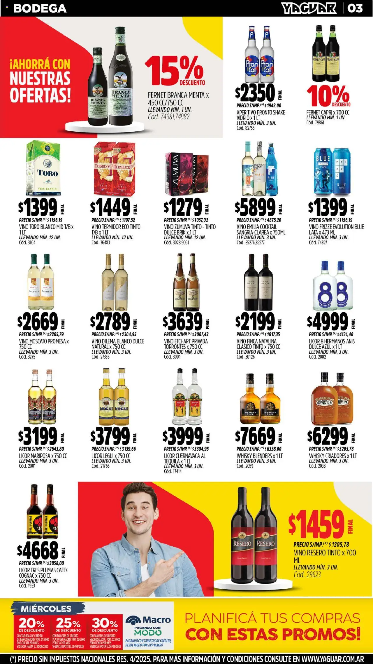 Yaguar - Bahía Blanca │ válido desde el 08.09.2025 | Página: 5 | Productos: Whisky, Banco, Fernet, Vino