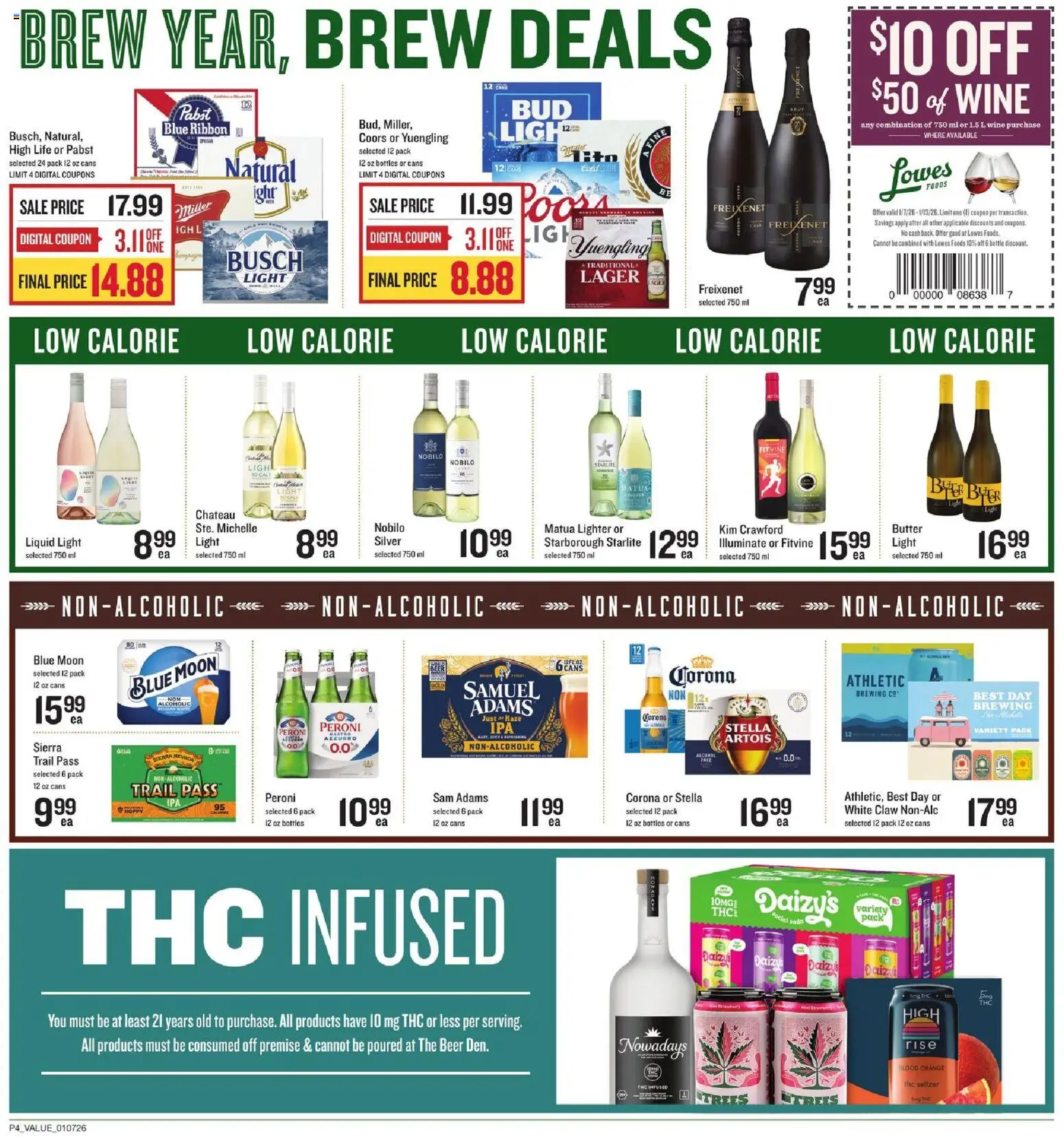 Lowes Foods Weekly Ad - NC - valid from 07.01.2026 | Page: 6 | Products: Butter, Wine, Beer, Lighter