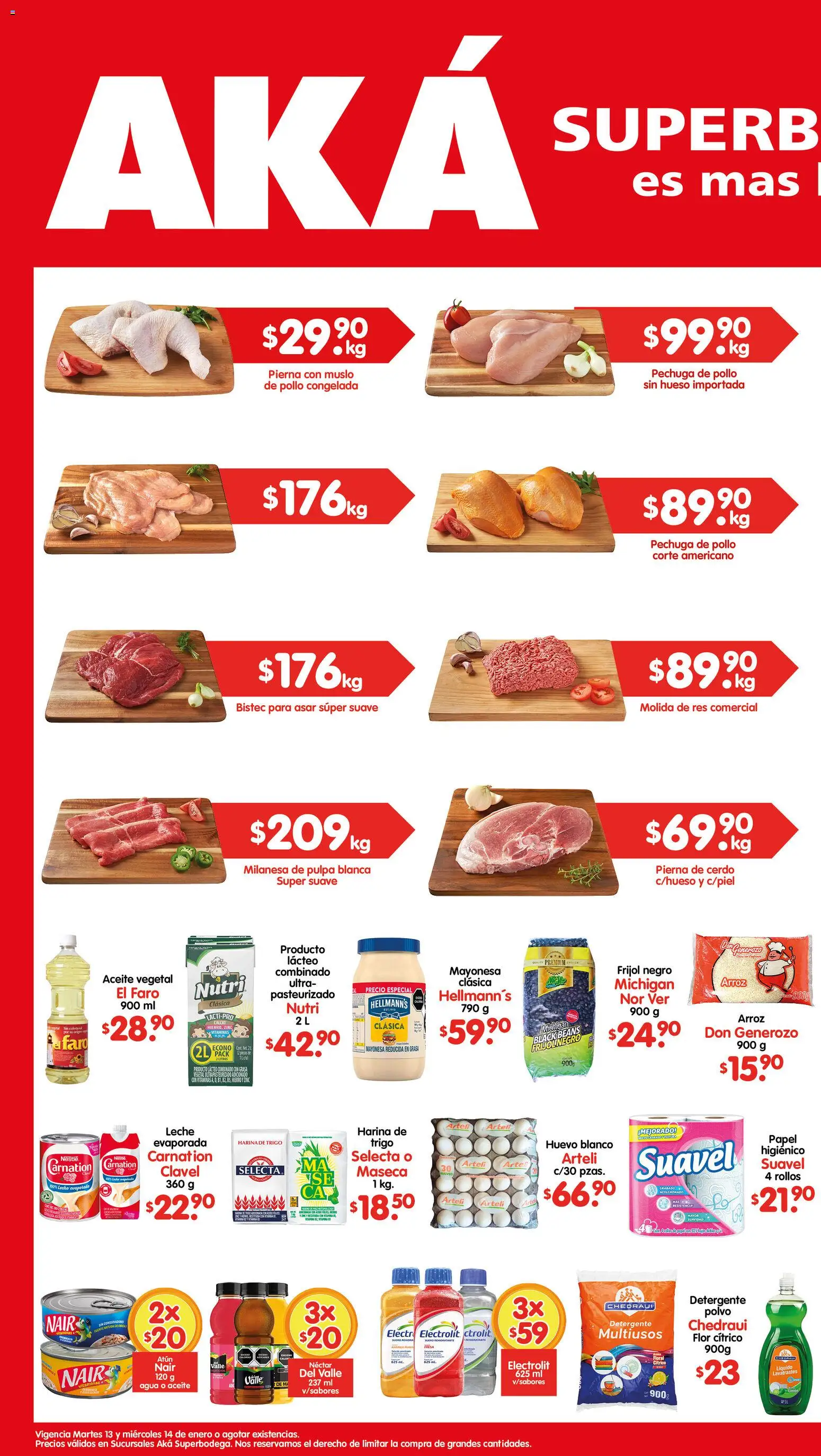 Nuevas ofertas de Arteli válidas en toda la República Mexicana desde el 13.01.2026. ¡Encuentra las mejores ofertas en Arteli folleto Aká Super Bodega ! | Página: 1 | Productos: Milanesa, Limón, Leche, Res