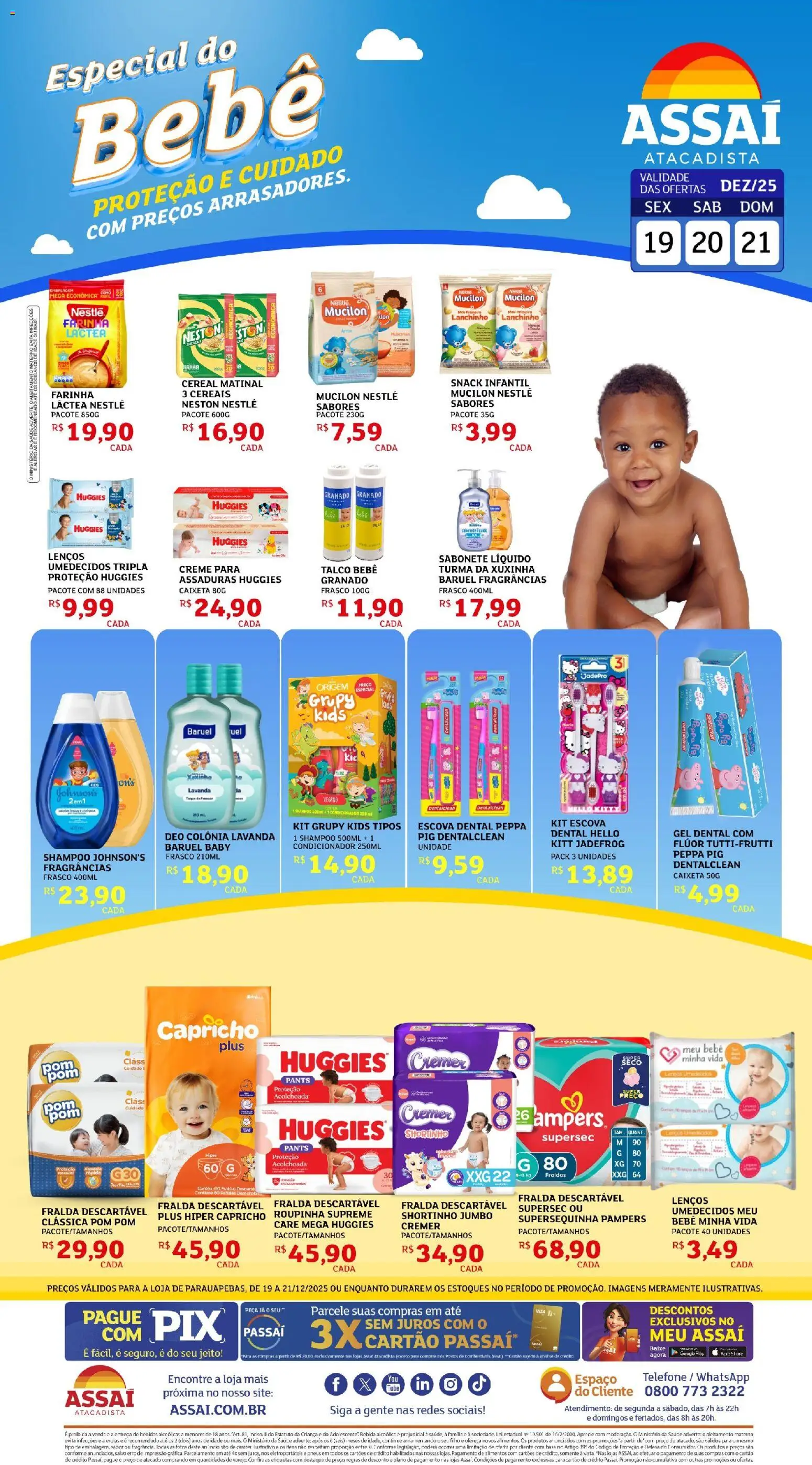 Assaí Atacadista Folheto - válido de 19.12.2025 | Página: 1 | Produtos: Pampers, Base, Creme, Sabonete líquido