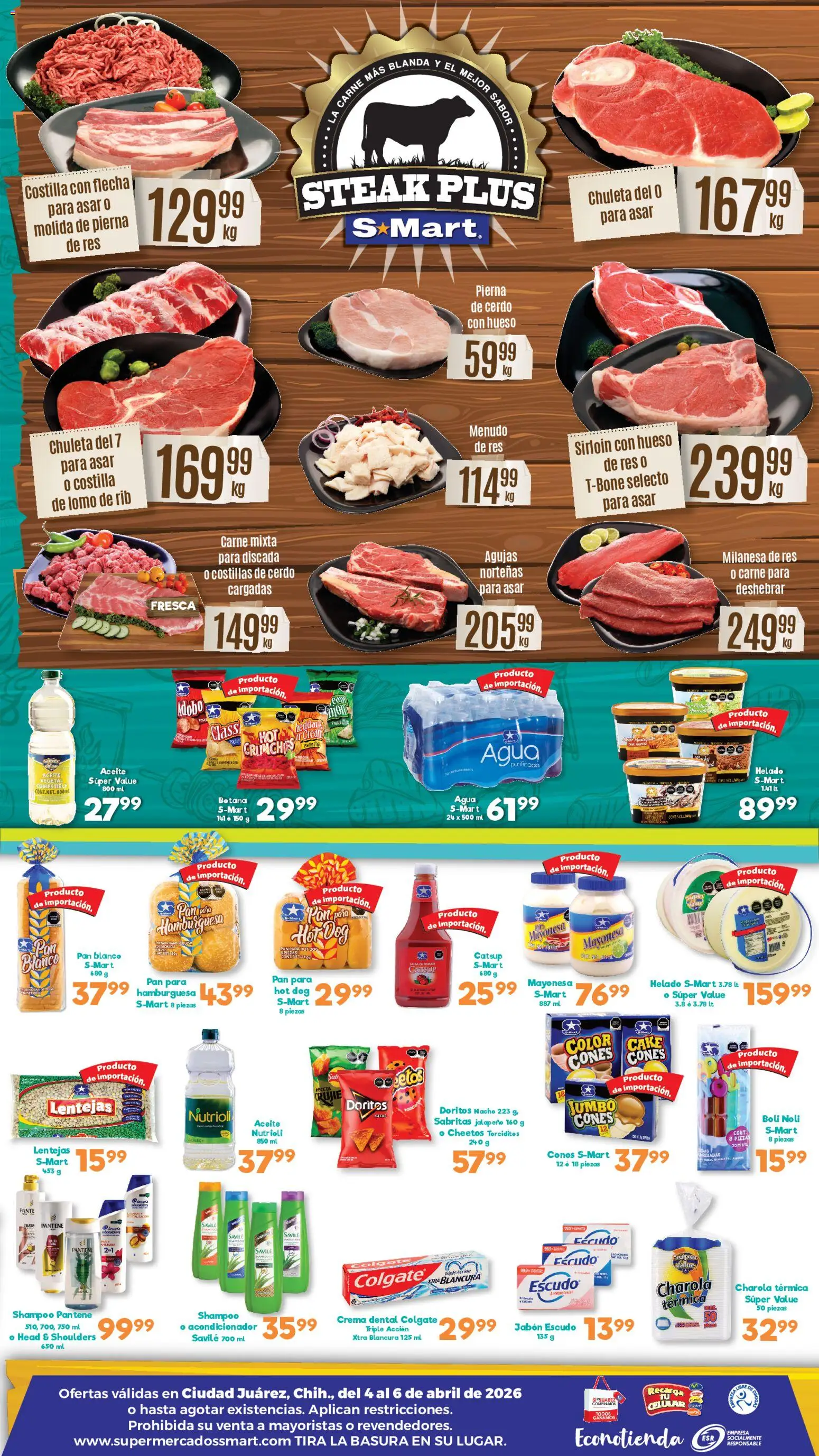 Nuevas ofertas de S-Mart válidas en toda la República Mexicana desde el 04.04.2026. ¡Encuentra las mejores ofertas en S-Mart folleto Juárez! | Página: 2 | Productos: Milanesa, Aceite, Pan, Helado
