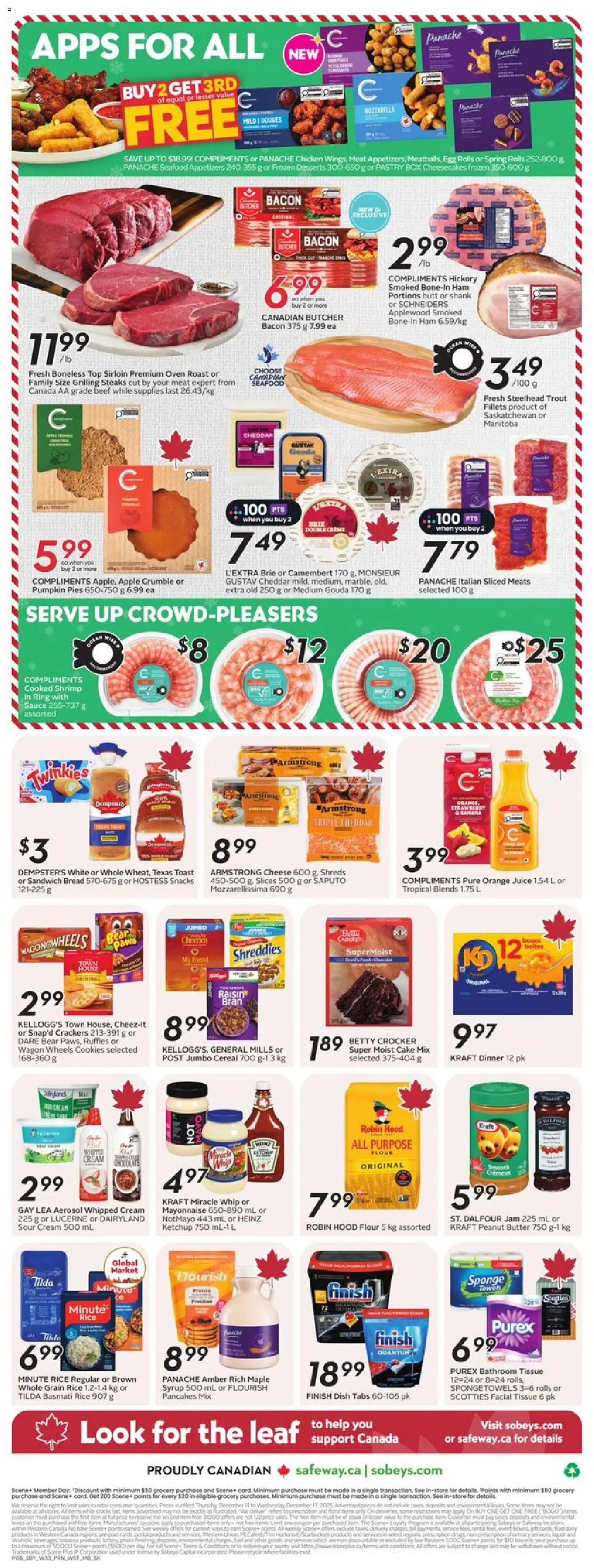 Safeway flyer valid from 11.12.2025 | Page: 4 | Products: Sour cream, Box, Ham, Chicken
