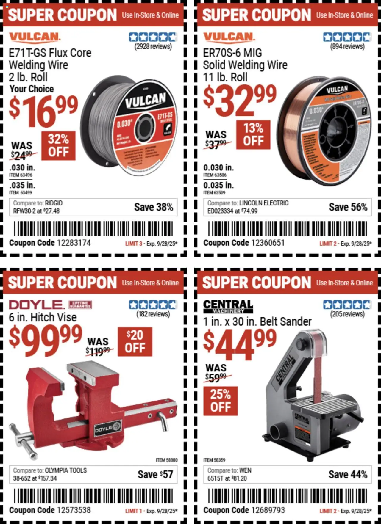 Harbor Freight Weekly Ad - valid from 15.09.2025 | Page: 5 | Products: Sander, Wire, Welding Wire, Belt