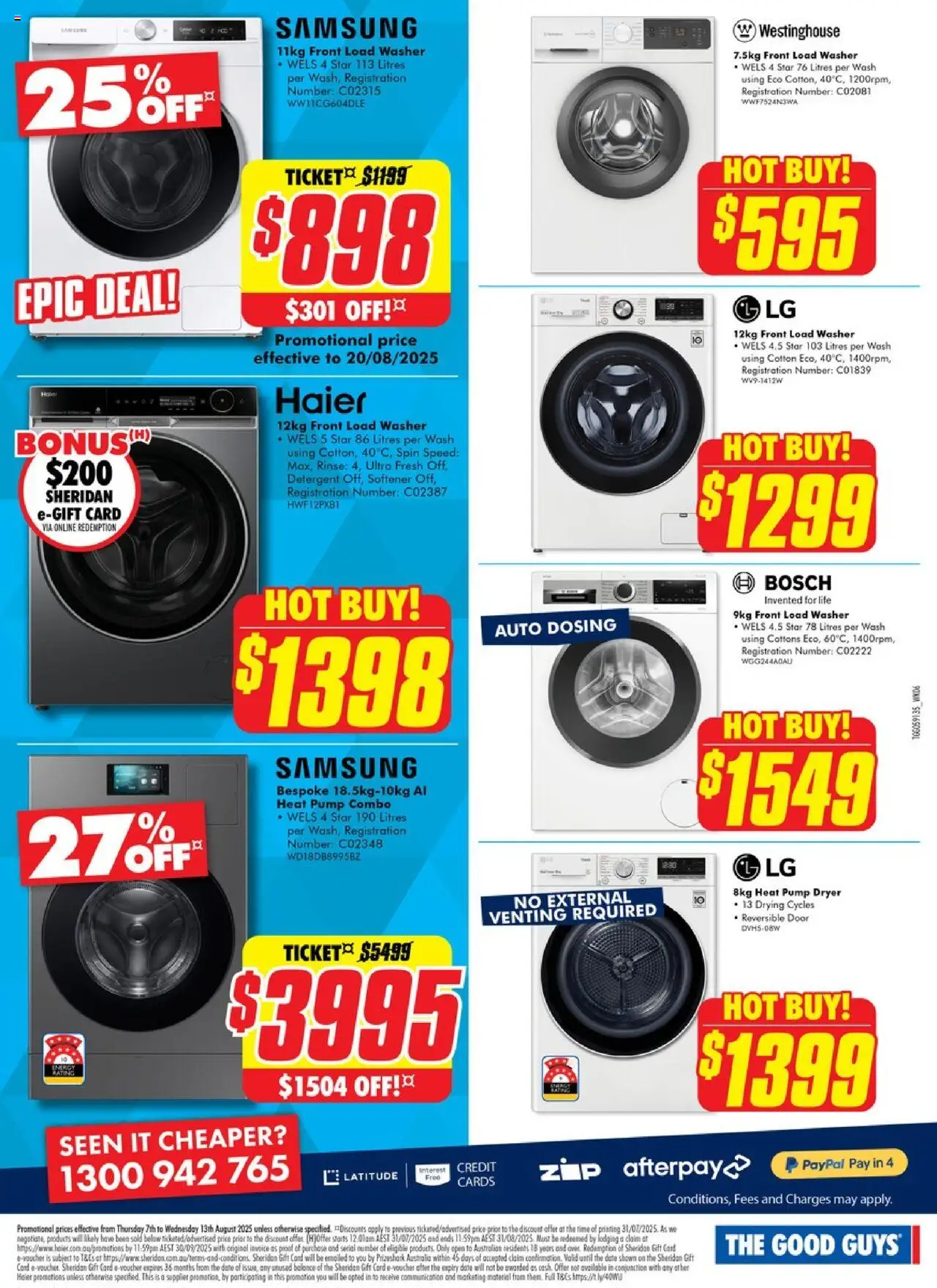 The Good Guys catalogue - valid from 06.08.2025 | Page: 4 | Products: Door, Detergent, Shorts, Washer