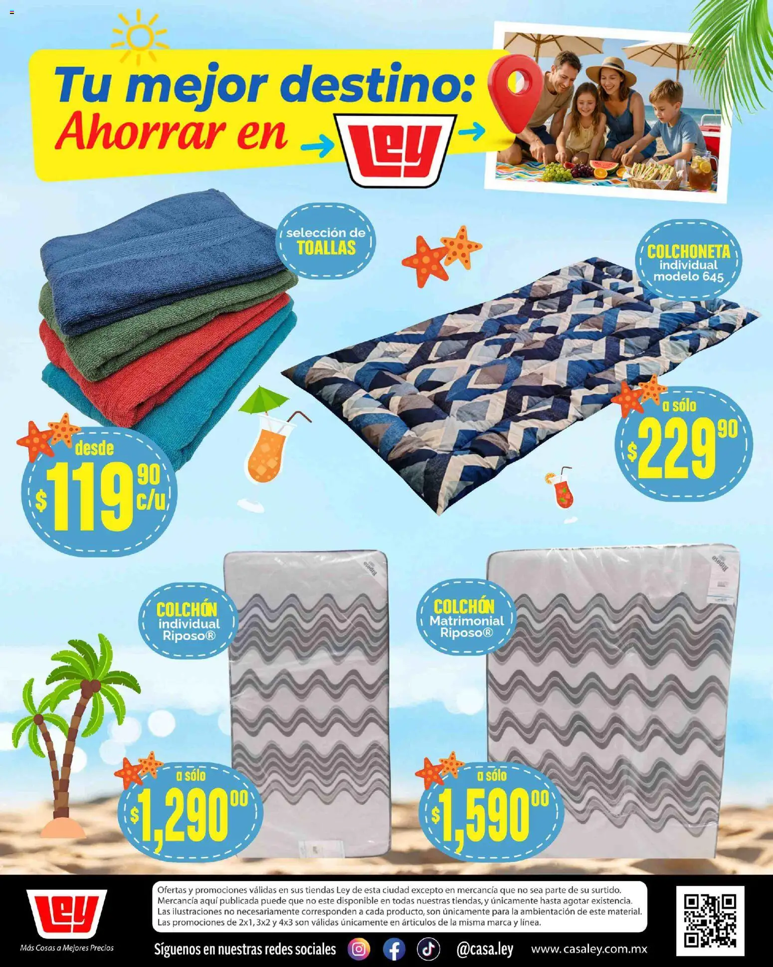 Nuevas ofertas de Casa Ley válidas en toda la República Mexicana desde el 20.03.2026. ¡Encuentra las mejores ofertas en Casa Ley folleto Tu mejor destino ! | Página: 32 | Productos: Colchoneta, Colchón, Toallas
